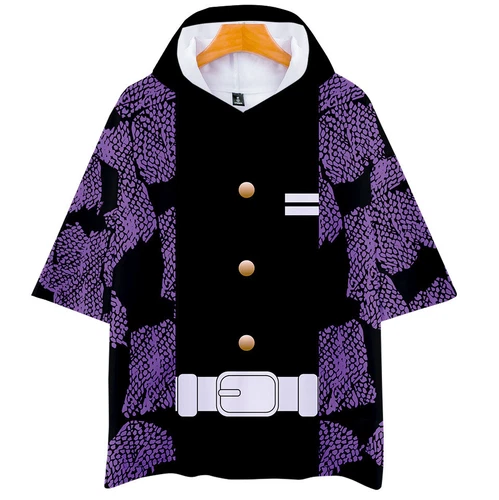 demon Kimetsu no Yaiba Kamado Tanjirou neko Short Sleeve Hoodie Shirt