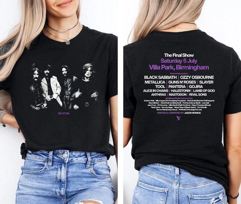 Black Sabbath Back to the Beginning 2025 T-Shirt Ozzy Osbourne Logo Black T-Shirt
