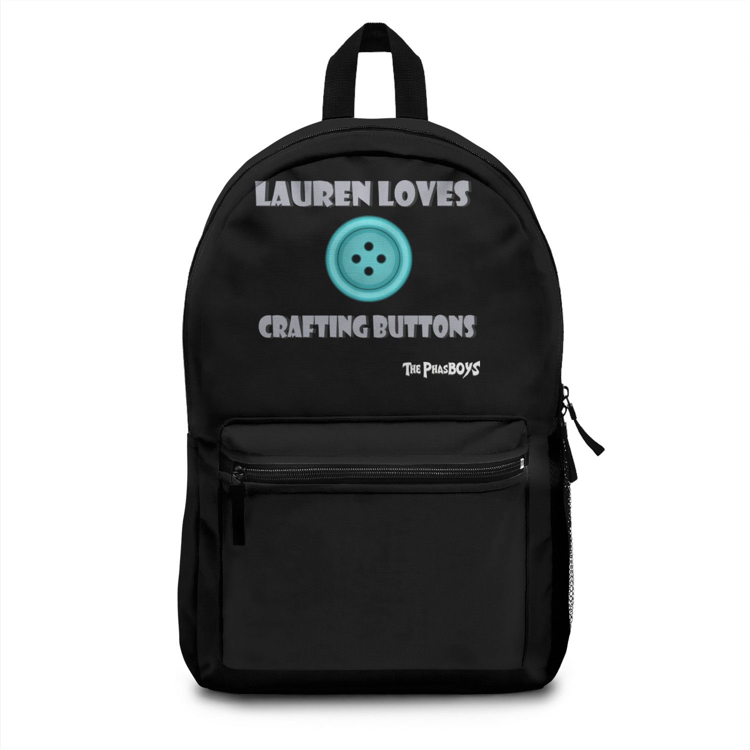 Lauren loves crafting buttons Backpacks
