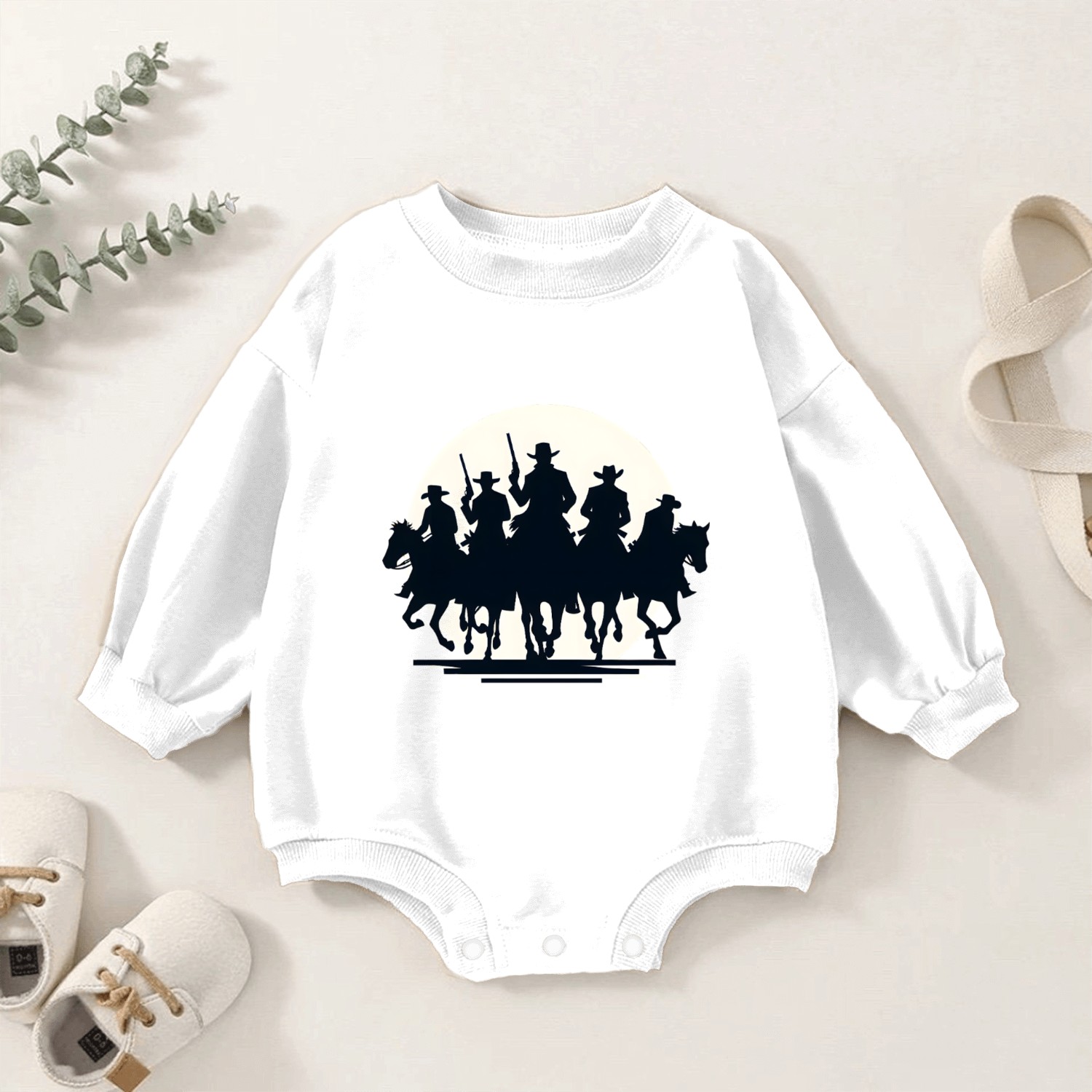 Western Sunset Horseback Ride Baby Romper Sweatshirts