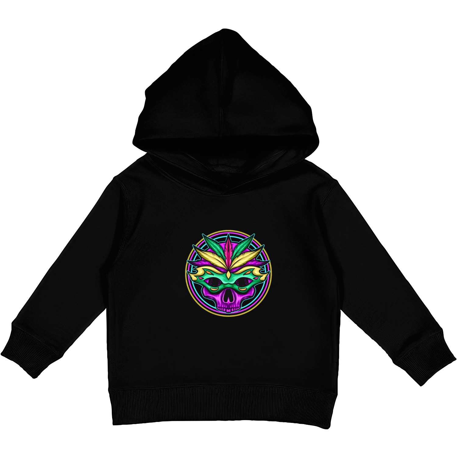 Logo Masked Purple Skull For Mardi Gras Kids Pullover Hoodies