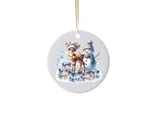 Winter Ice Fawn Christmas Ceramic Ornament Christmas Tree Decoration