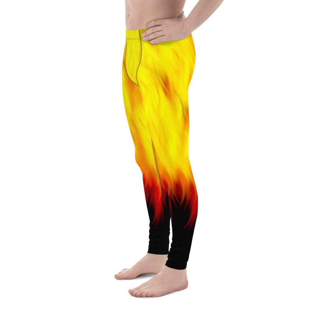Flames Men's Leggings , Mens Workout Tights, Fitness Leggings ITAALE