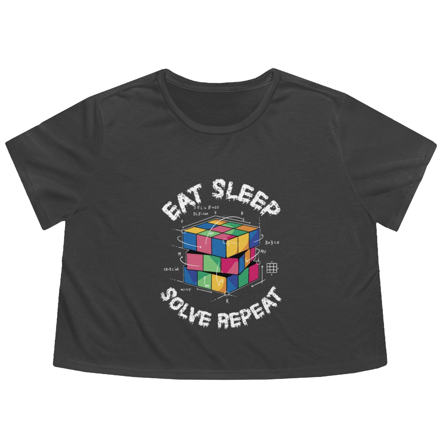Eat Sleep Solve Repeat Flowy Cropped Tees