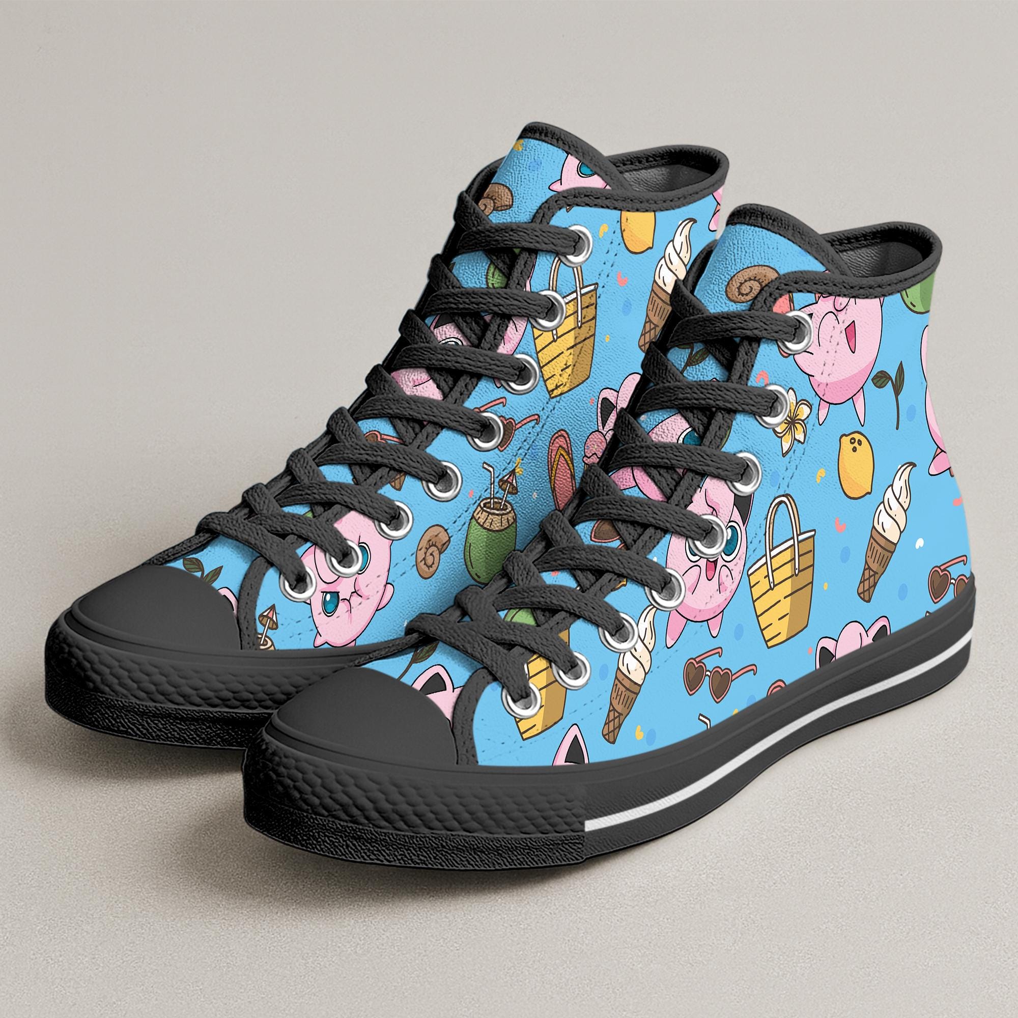 Piplup High Top Shoes, Cute Summer Beach Piplup Pattern Sneakers, Adorable Penguin Design, Piplup Shoes Gift
