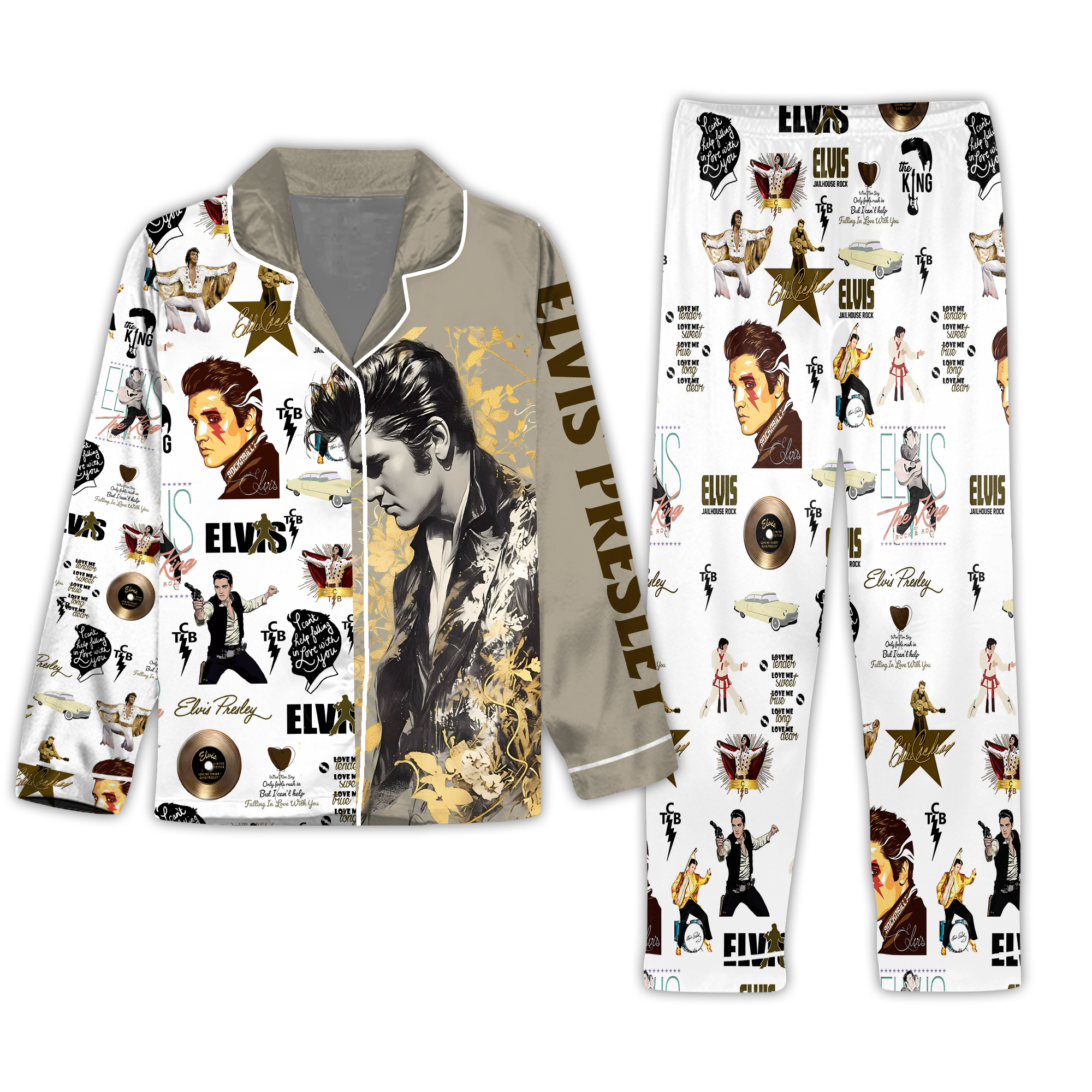 Elvis Presley Button Down Pajamas Set ANHNV 5652