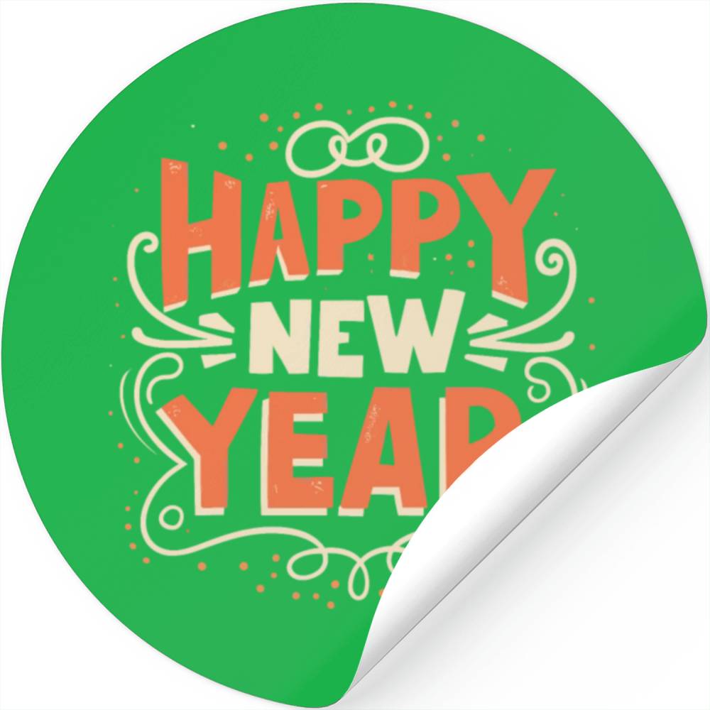 Happy New Year Typography design Stickers