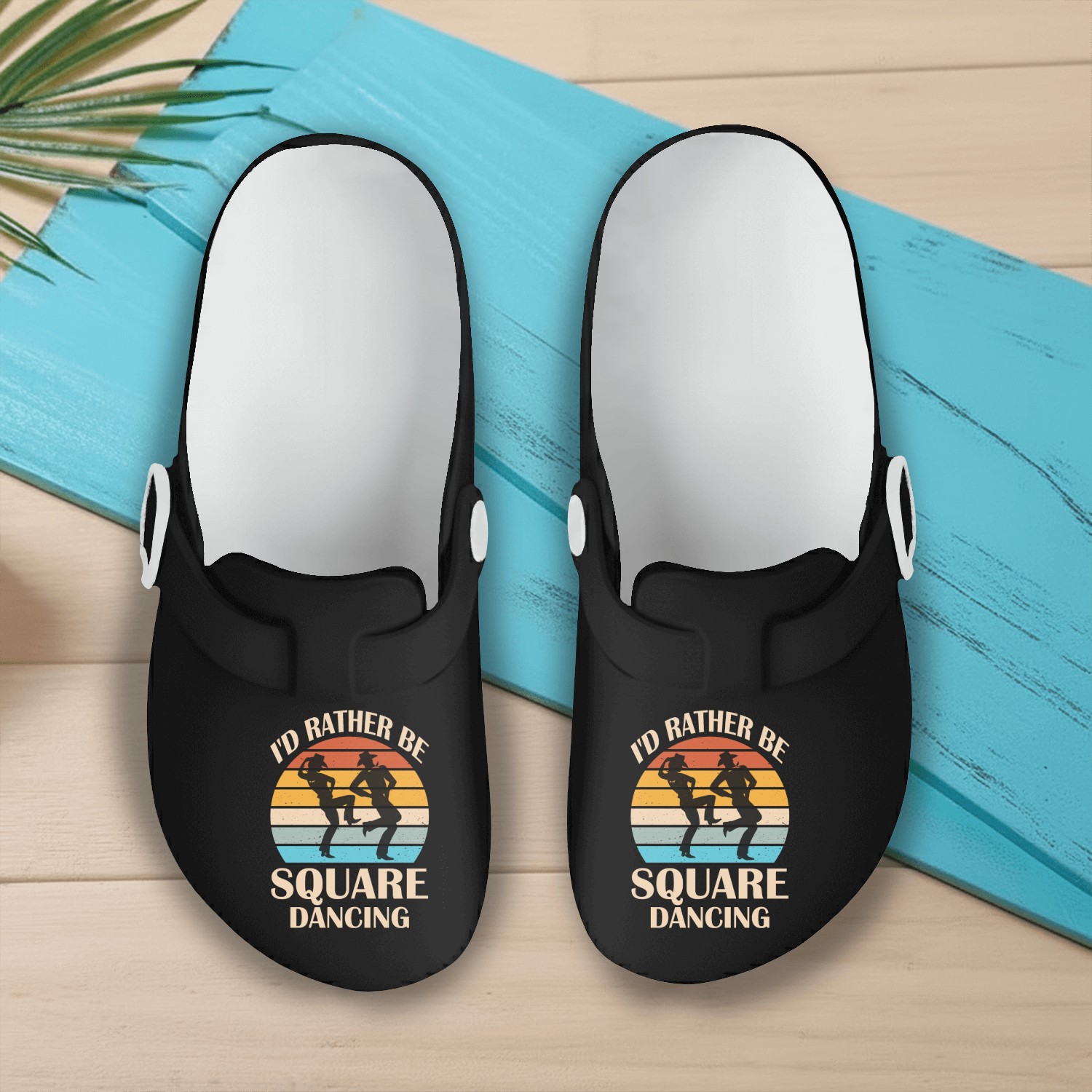 I'd Rather Be Square Dancing - Country Music Cowgi Slip On Clogs