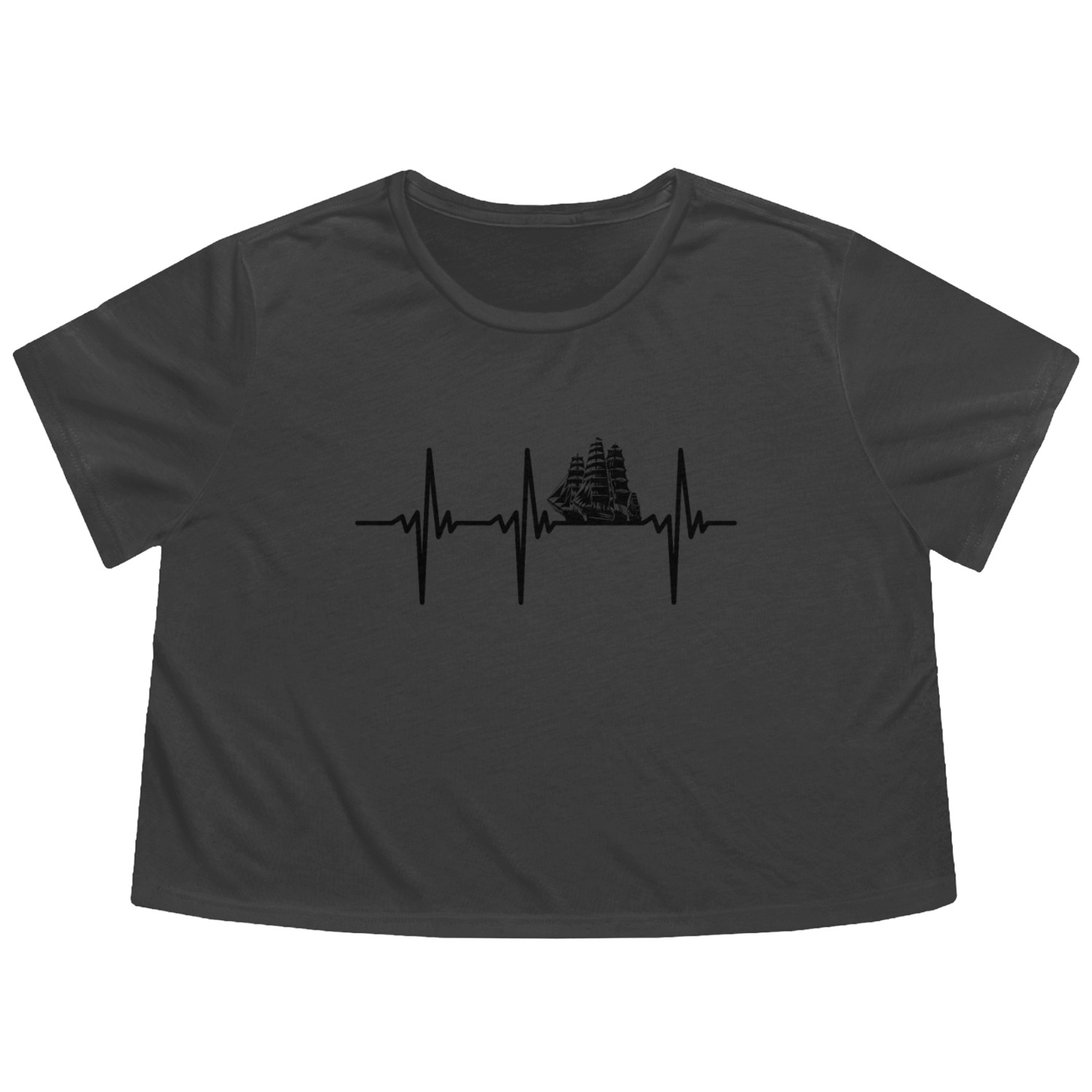 Heartbeat For Old Sailing Ships Fleet Flowy Cropped Tees