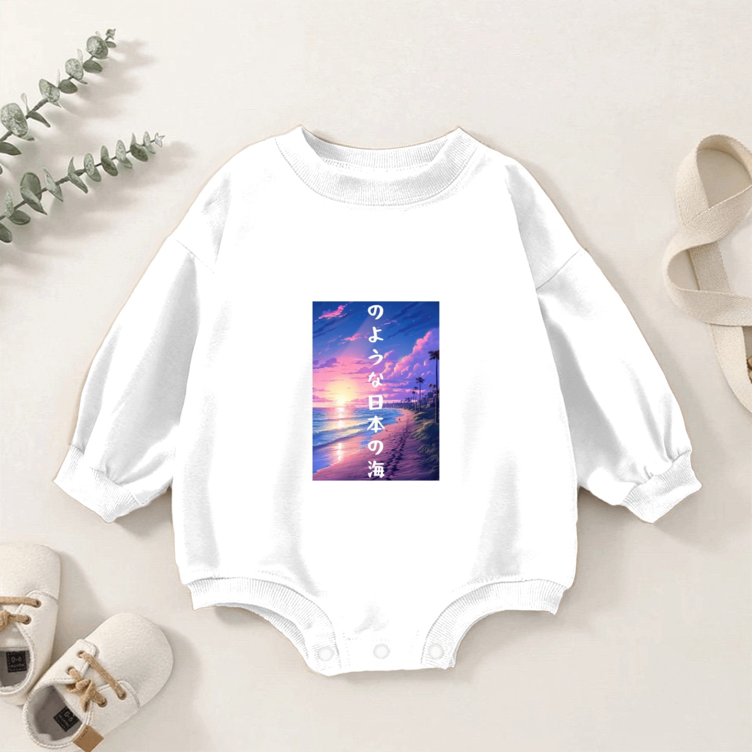 Vintage Dreamy Beach Japanese Lo Fi Aesthetic Beac Baby Romper Sweatshirts