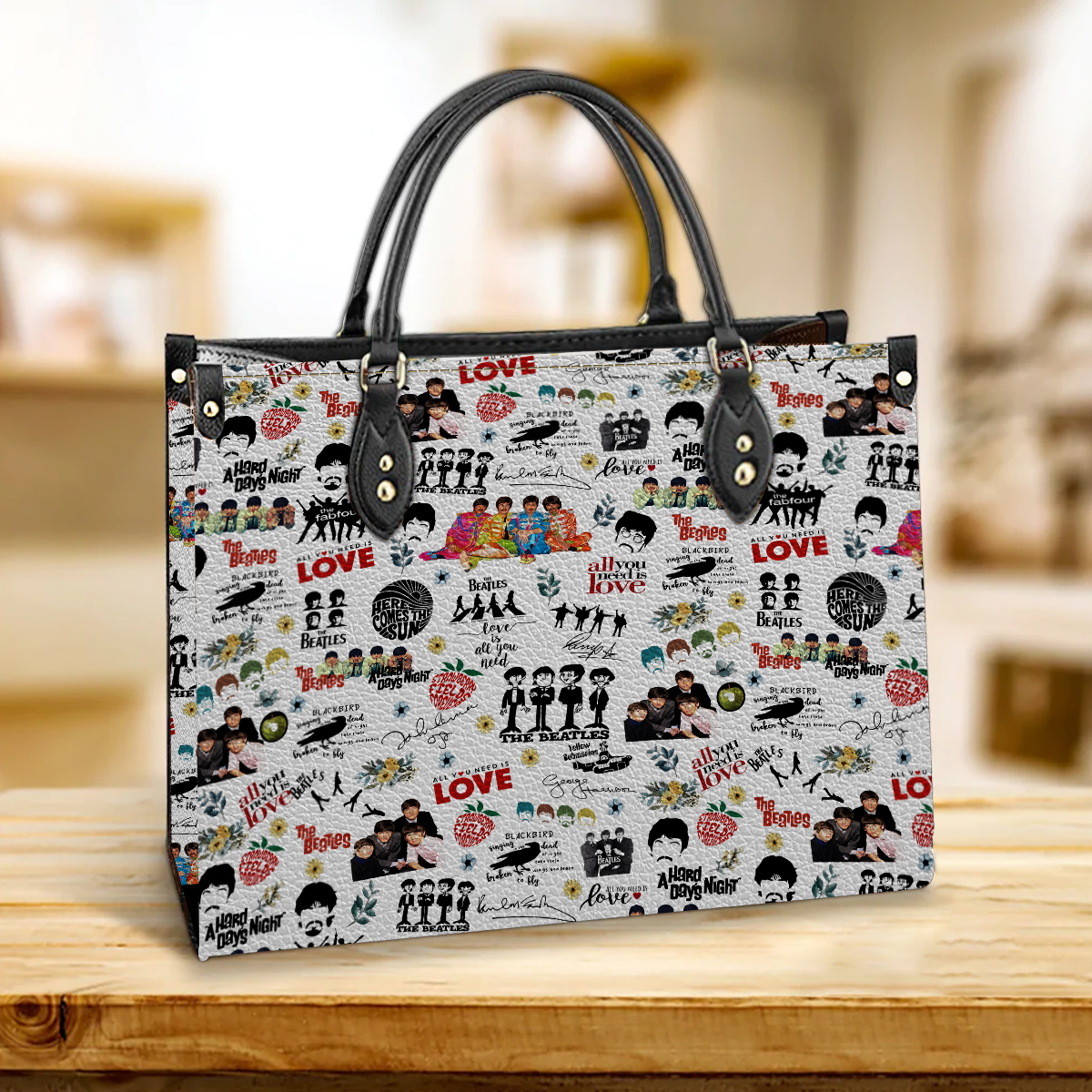 The Beatles Music Leather Bag Handbag, The Beatles Lovers Handbag, Crossbody Bag