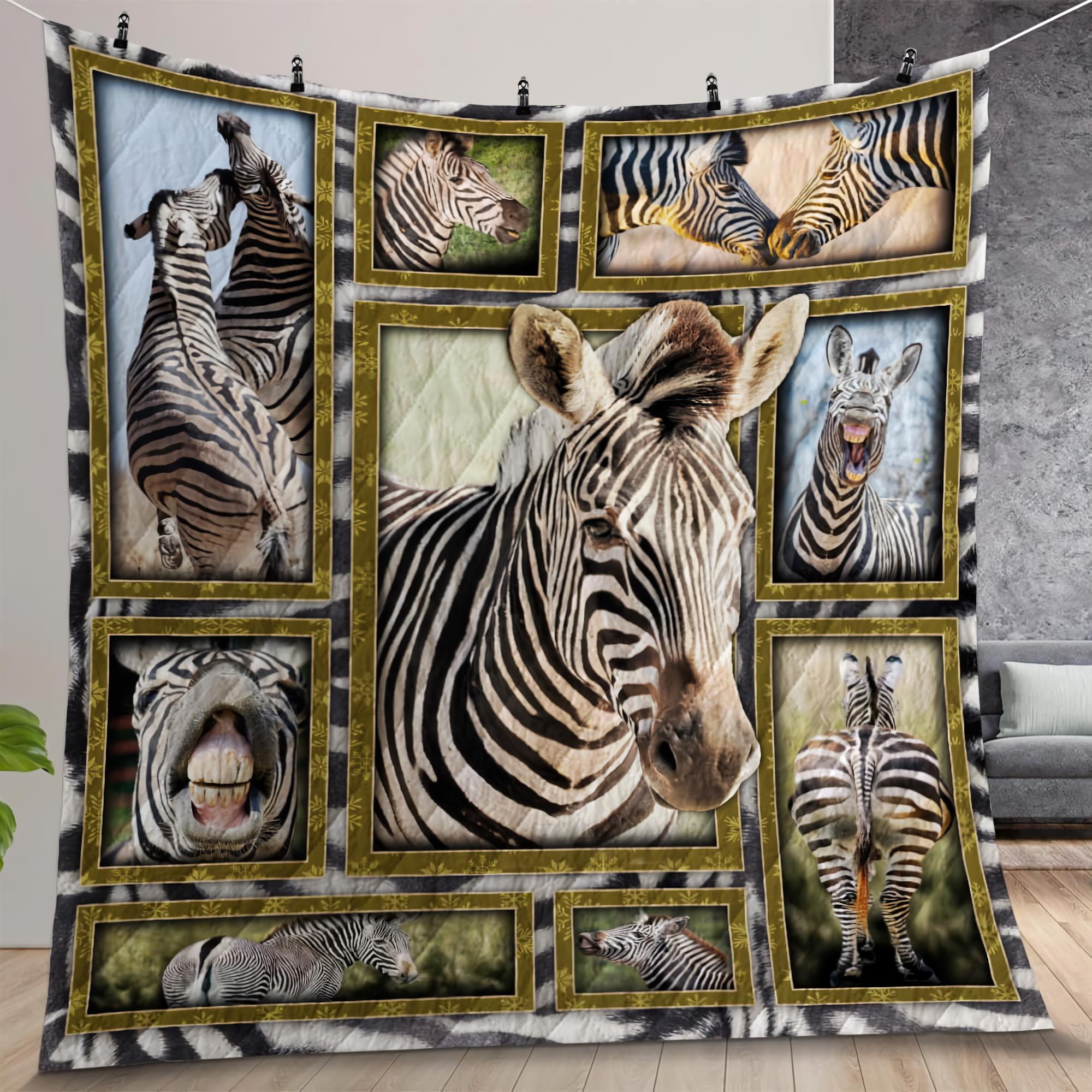 Funny 3D Zebra Quilt Quilt Blanket, Lover Zebra Cozy Quilt Blanket, Bedding blanket, Bedding Decor, Home Decor Gift.