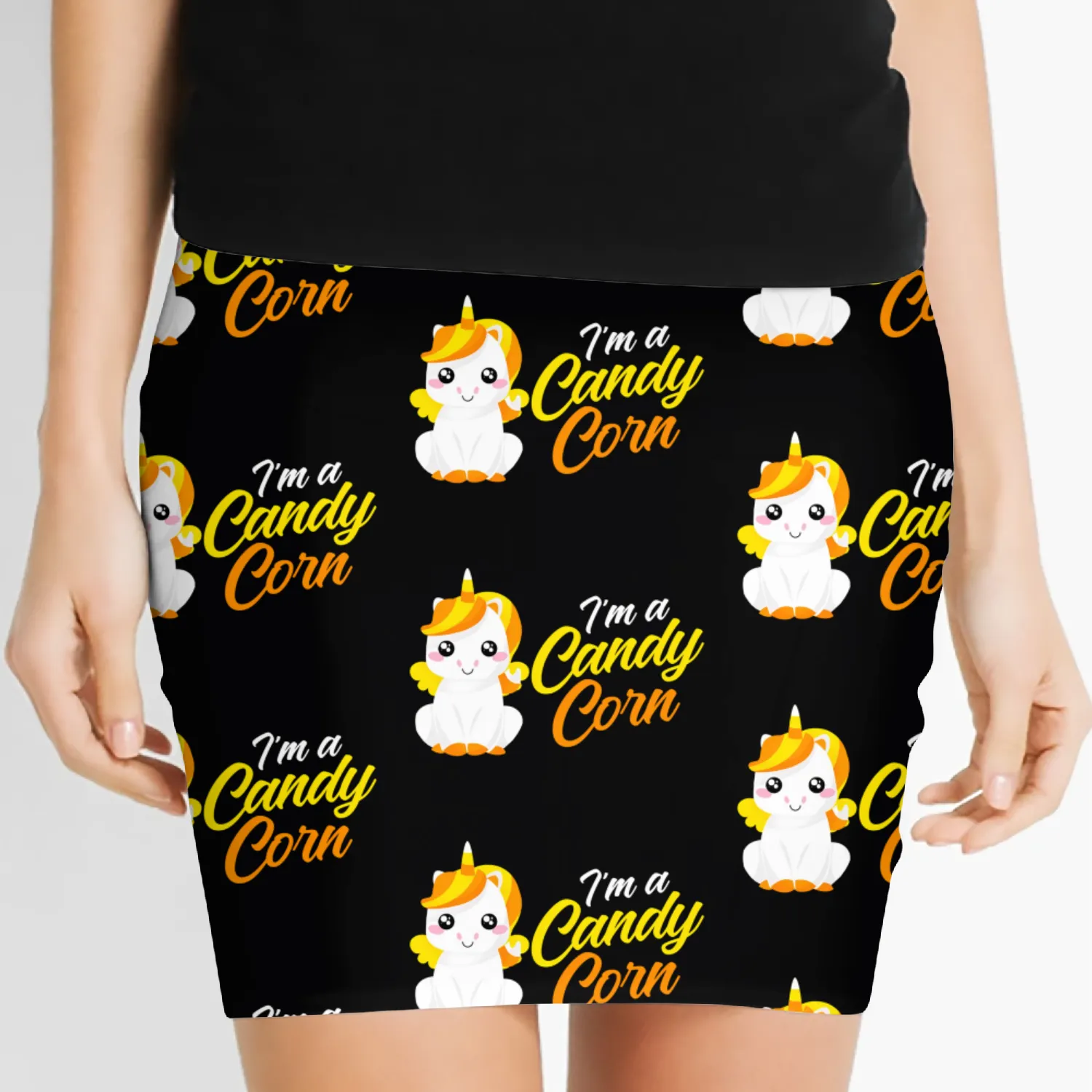 Unicorn Candy Corn Candycorn Halloween Women's Mini Skirts