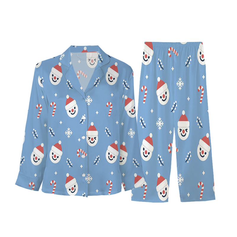 European and American Christmas spring and autumn long-sleeved 3D printing to map custom DIY pajamas set loose ladies pajamas