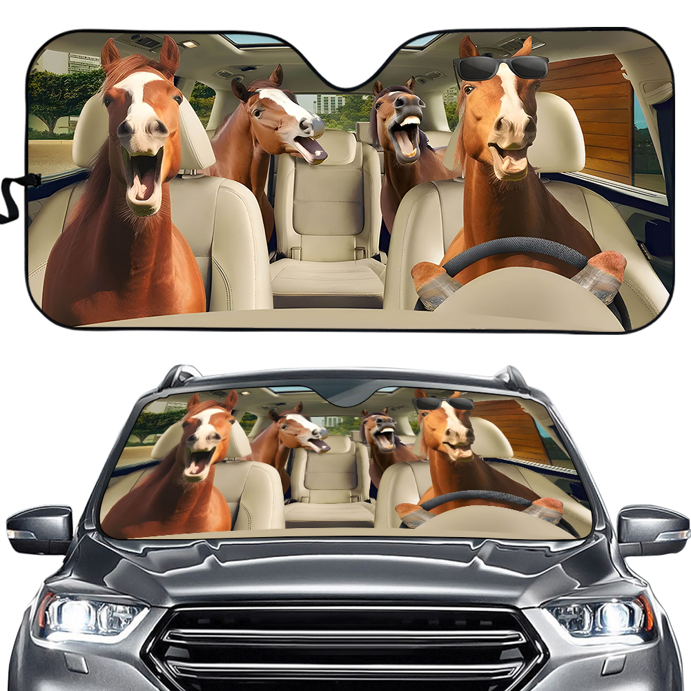 Funny Horse Car Sunshade, Horse Sunshade, Horse Car Decoration