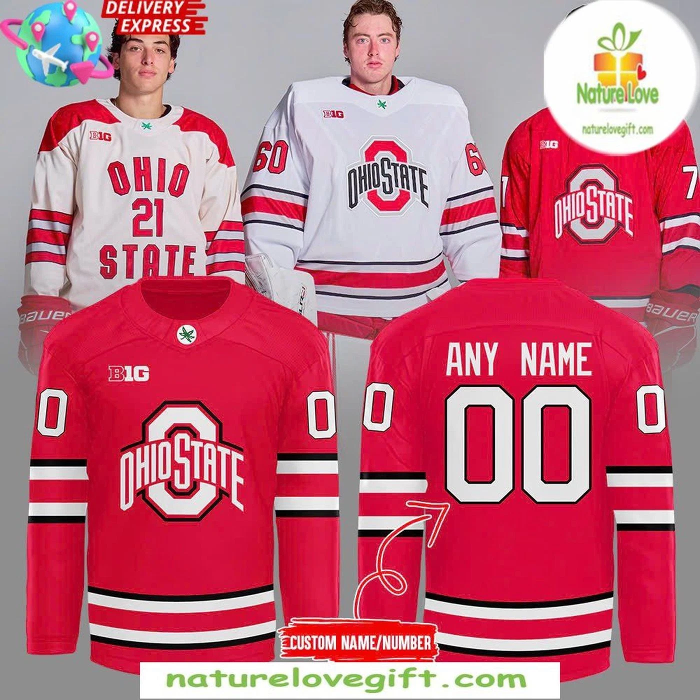 Personalized Ohio State Buckeyes 2025 Red Hockey Shirt Men's Fan Gear Gift