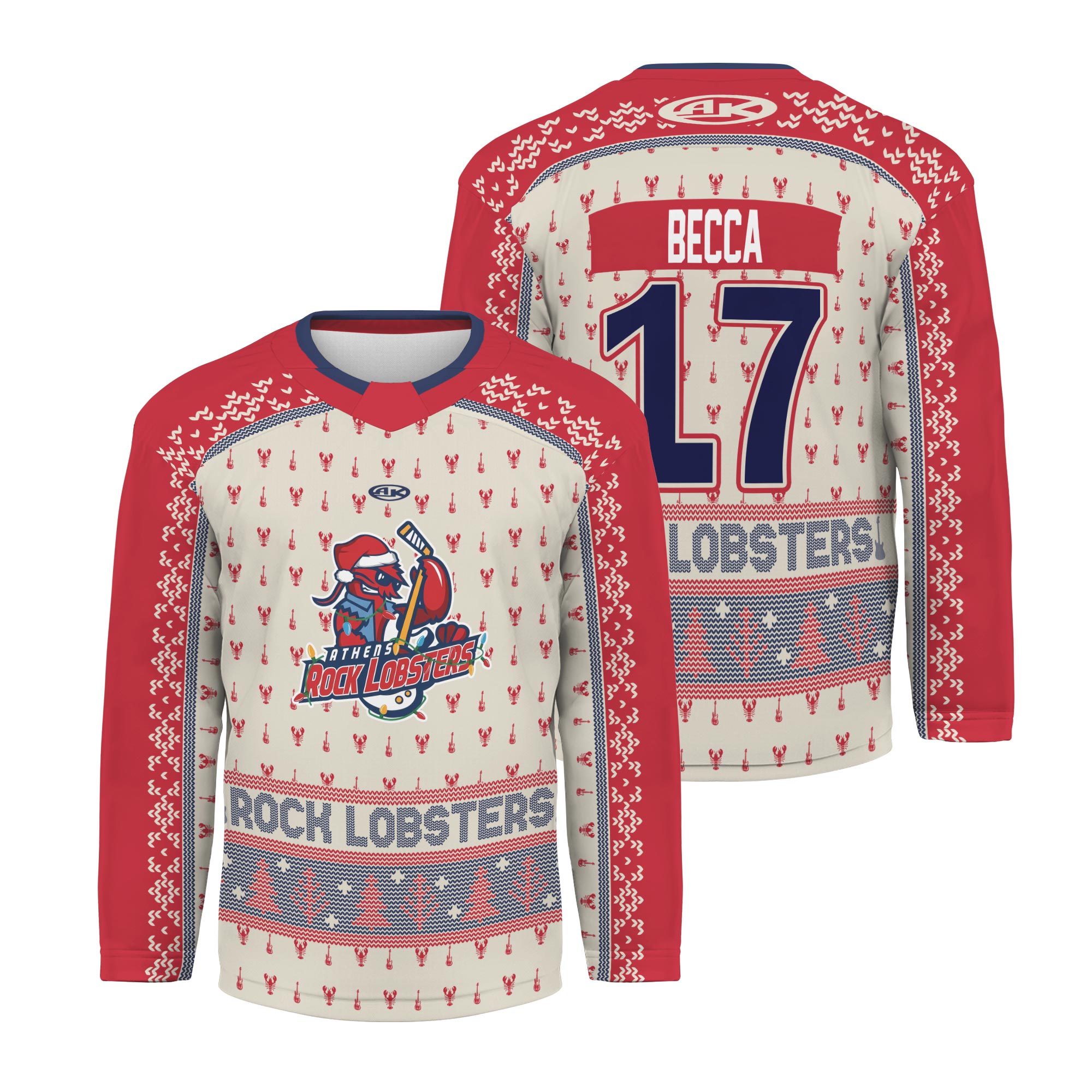 Personalized Athens Rock Lobsters Teddy Bear Toss Hockey Jersey Men's Fan Gear