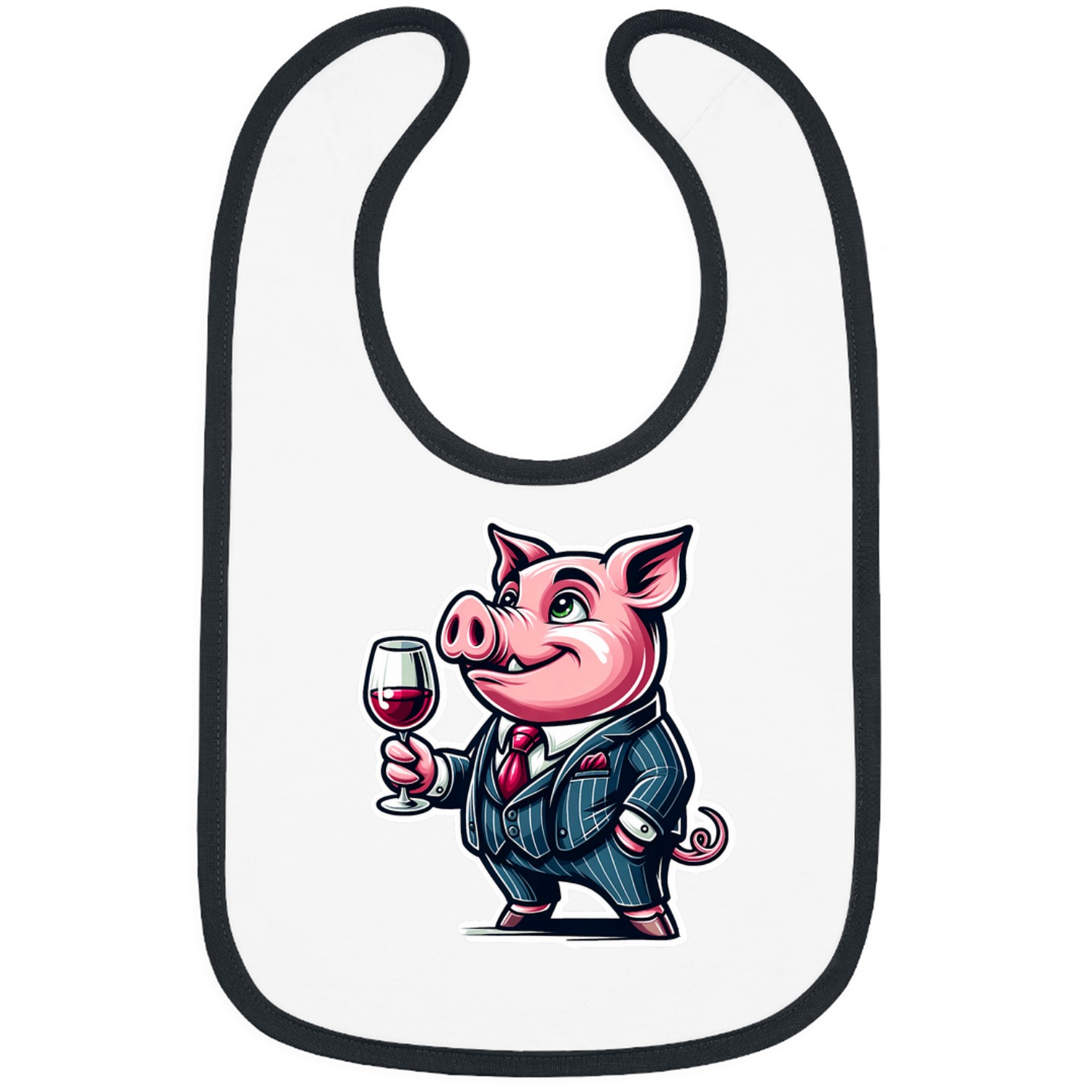 Wines Fun Elegant Boujee Pig In Suit Holding Wines Glass Bibs