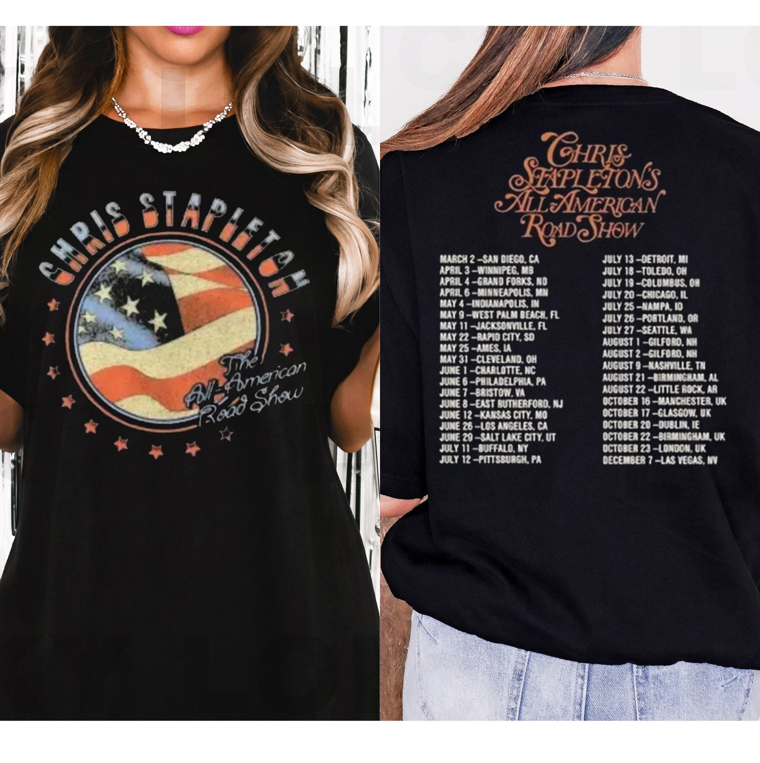 Chris Stapleton 2024 Tour Merch, All American Road Show Shirt