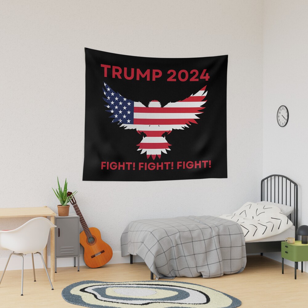 Trump 2024 Fight Eagle USA Flag Tapestry, Trump 2024, Political Tapestry, For Home and Living, US Election for Decoration