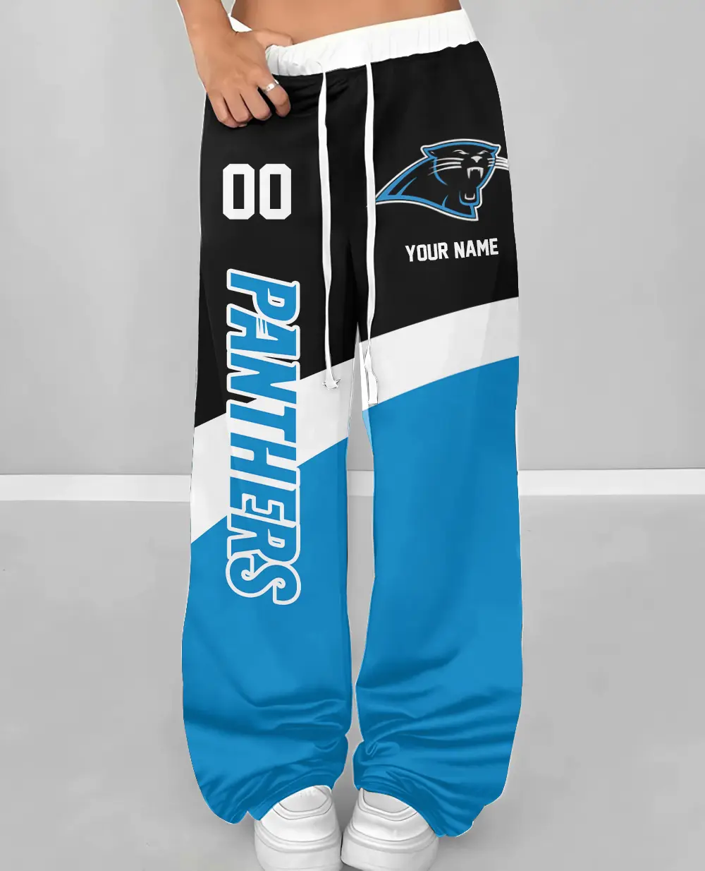 Carolina Panthers Personalized Wide Leg Lounge Pants