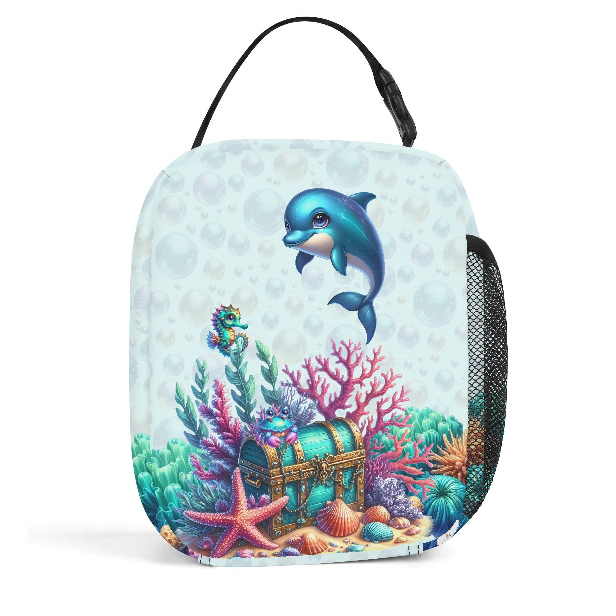 Custom Name Lunch Bag for Kids with Mermaid, Personalized Food Cooler Lunch Bag, Birthday Gift