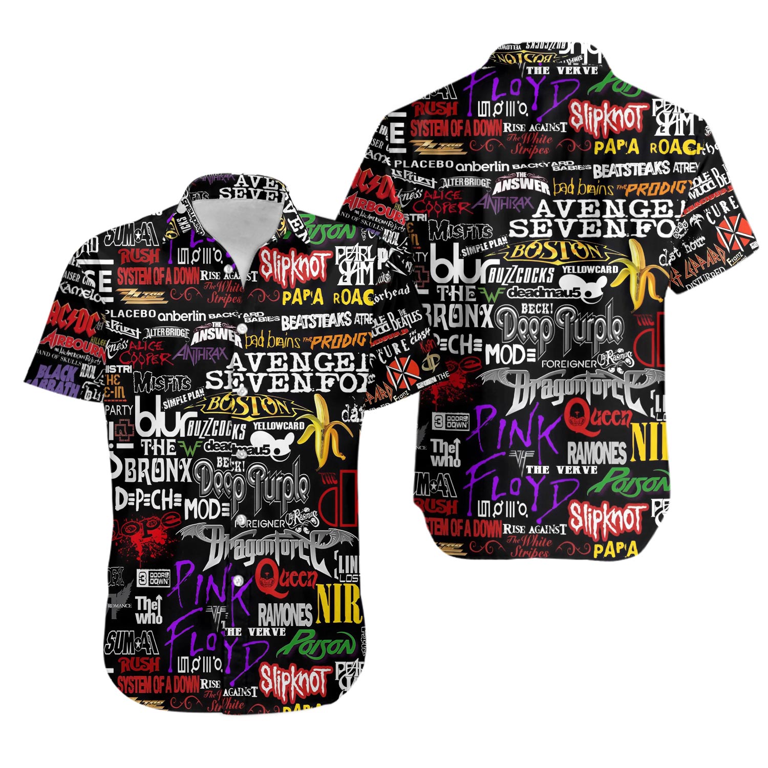 Rock Band Hawaiian Shirt Aloha Summer Beach Button Down