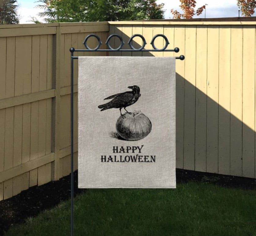 Happy Halloween Garden Flag, Pumpkin Raven Garden Flag, Decorative Yard Flag