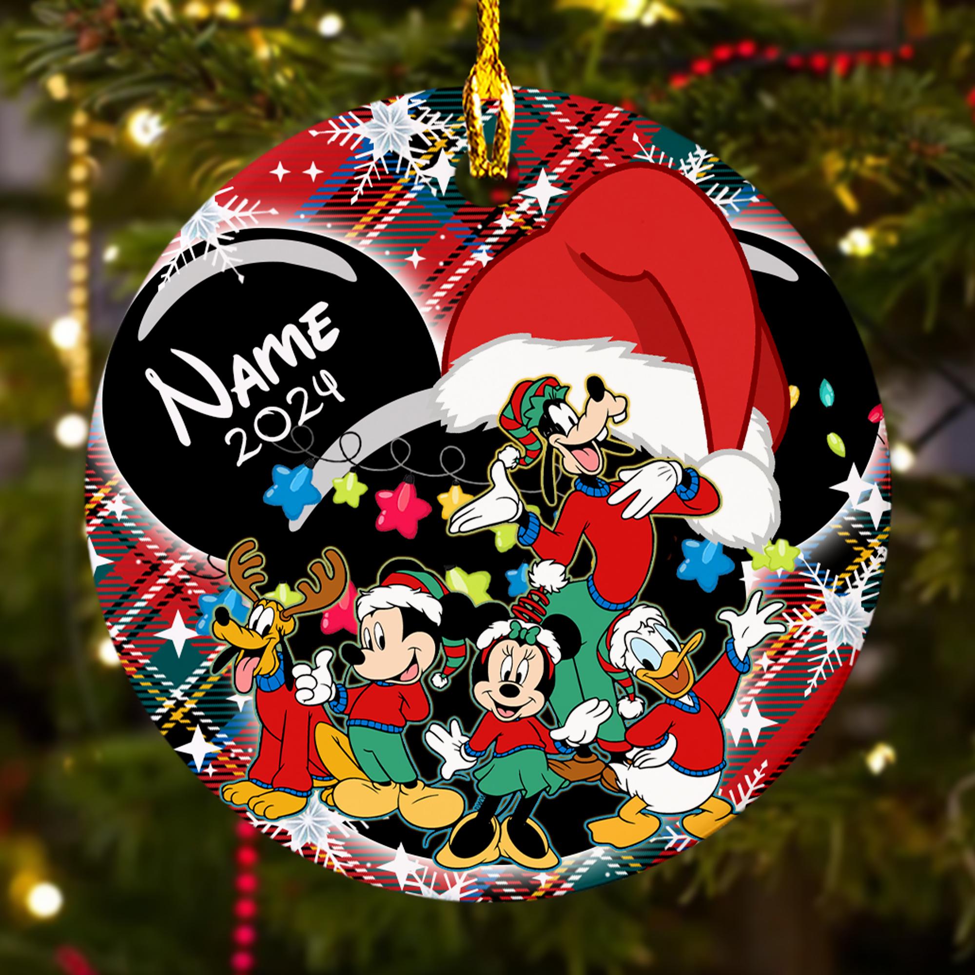 Personalized Mouse Ear Santa Hat Christmas Ornament, Mouse Group Trip Customized 2024 Christmas Tree Decor, Mouse Character Gift For Kid