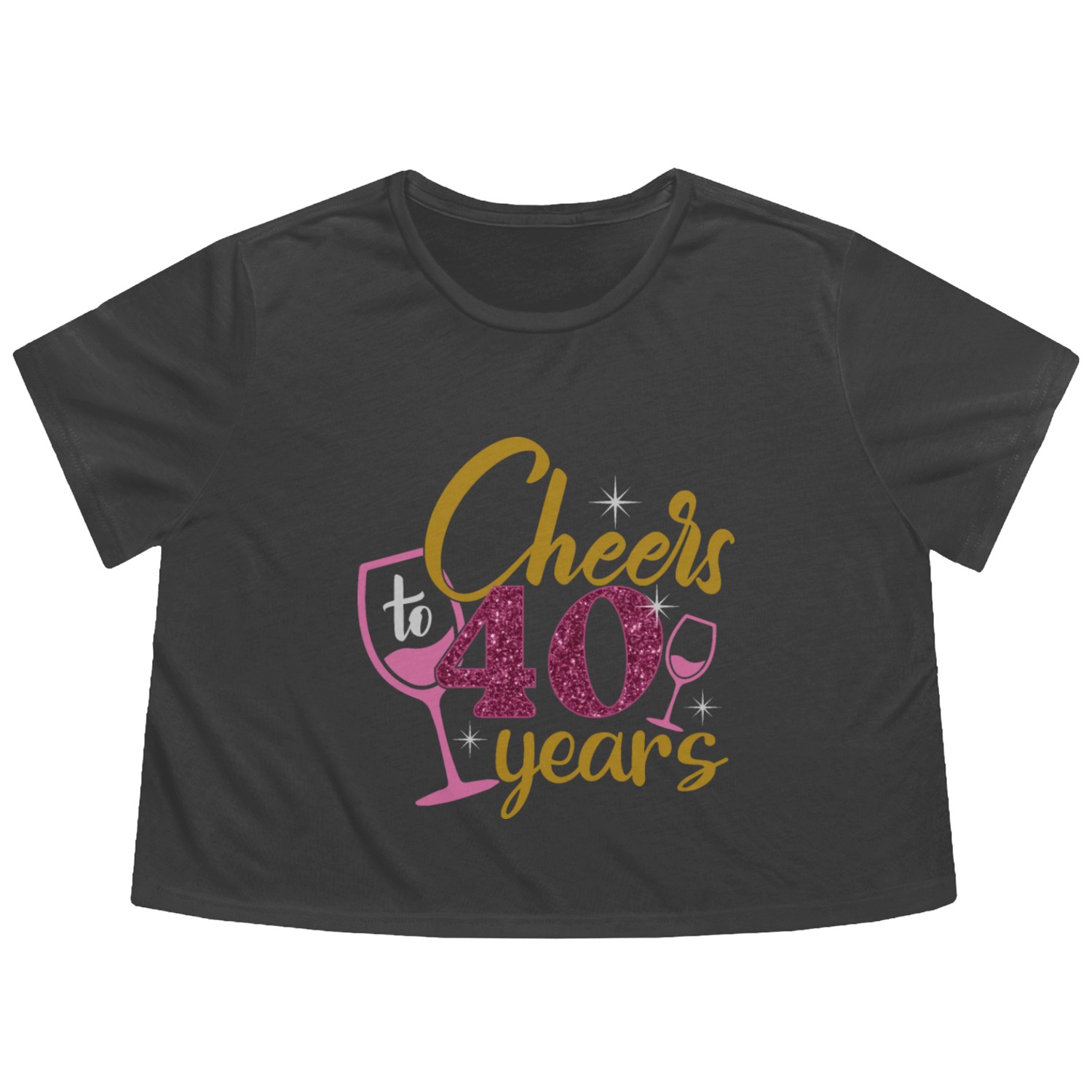Cheers to 40 Years Birthday Queen Flowy Cropped Tees