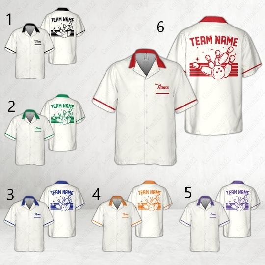 Personalized Retro Bowling Pocket Hawaiian Shirt, Custom Name Bowler Button Down Shirt, Matching Bowling Team Shirt, Bowling Lovers Gifts