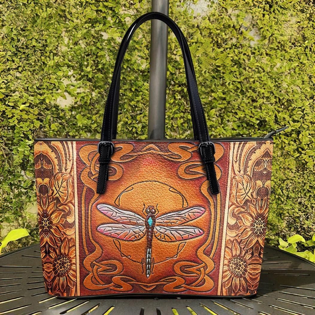 Dragonfly Leather Tote Bag, Crossbody Bag, Leather Bag, Leather Tote Bag, Shopping Bag, Shoulder Bag