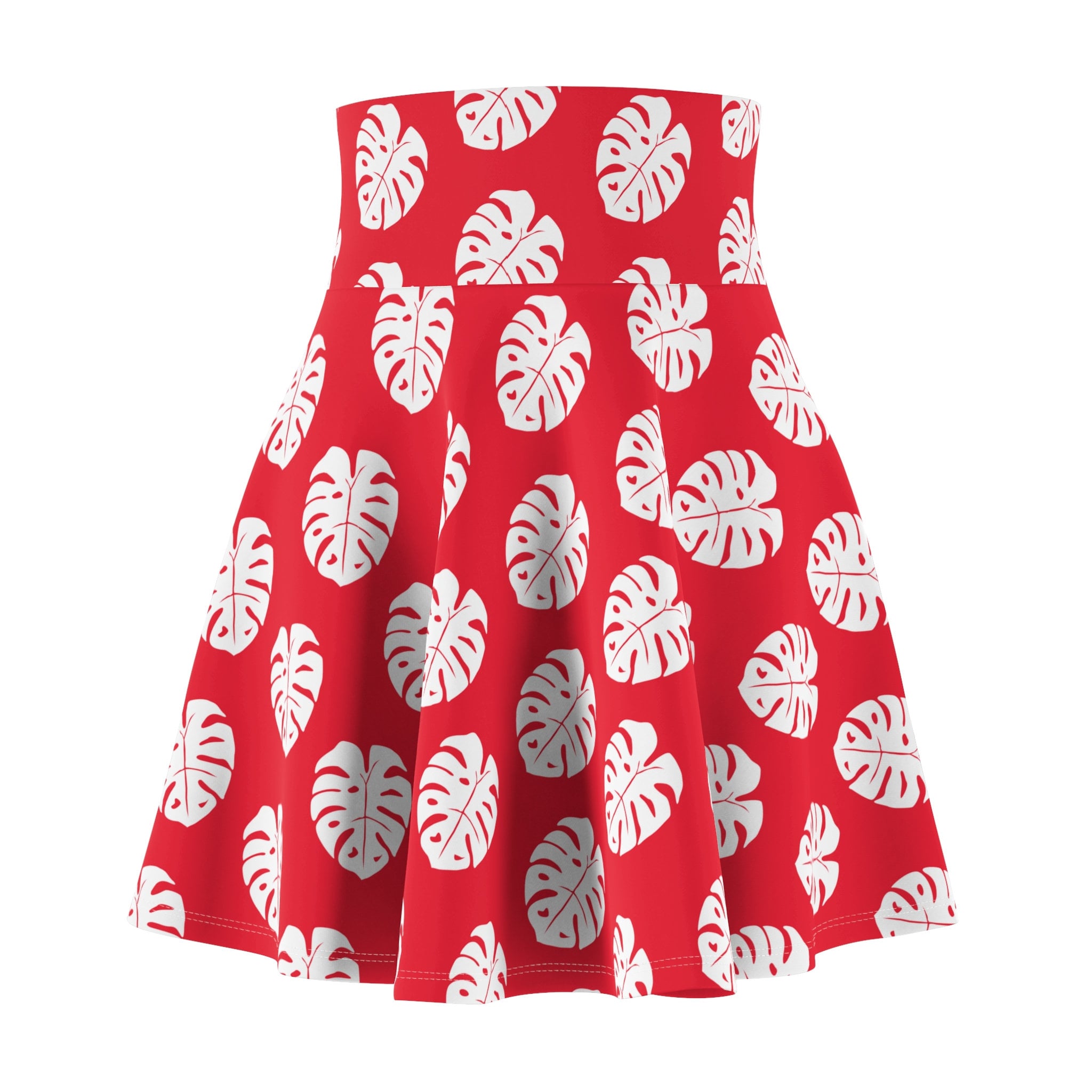 Lilo Red Leaf Print Women's Skater Skirt