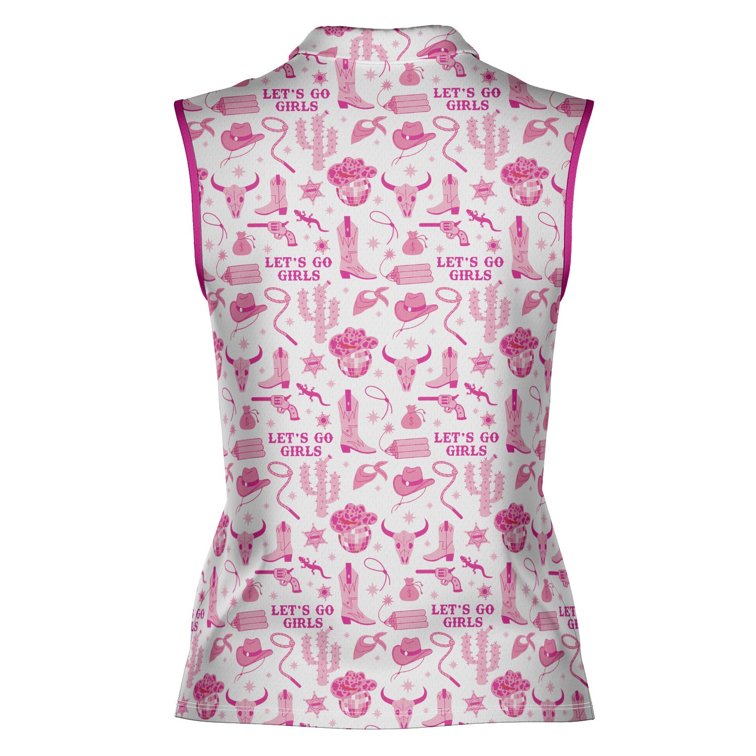 Let's Go Girls Western Golf Polo Shirt, Pink Cowgirl Sleeveless Polo Shirt, Cute Golf Shirt For Women, Gifts For Western Cowgirl, Golf Lover