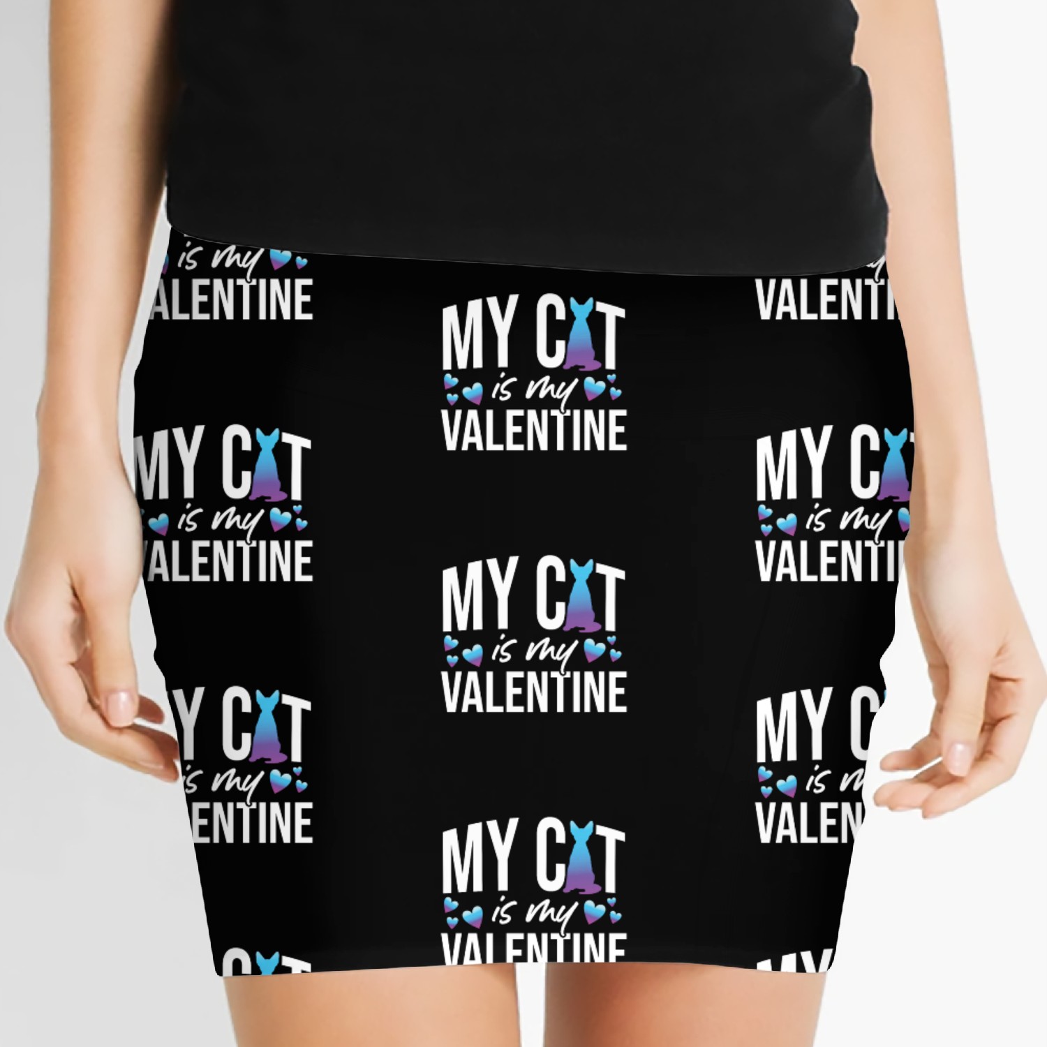 My Cat Is My Valentine Date Cute Kitten Women's Mini Skirts