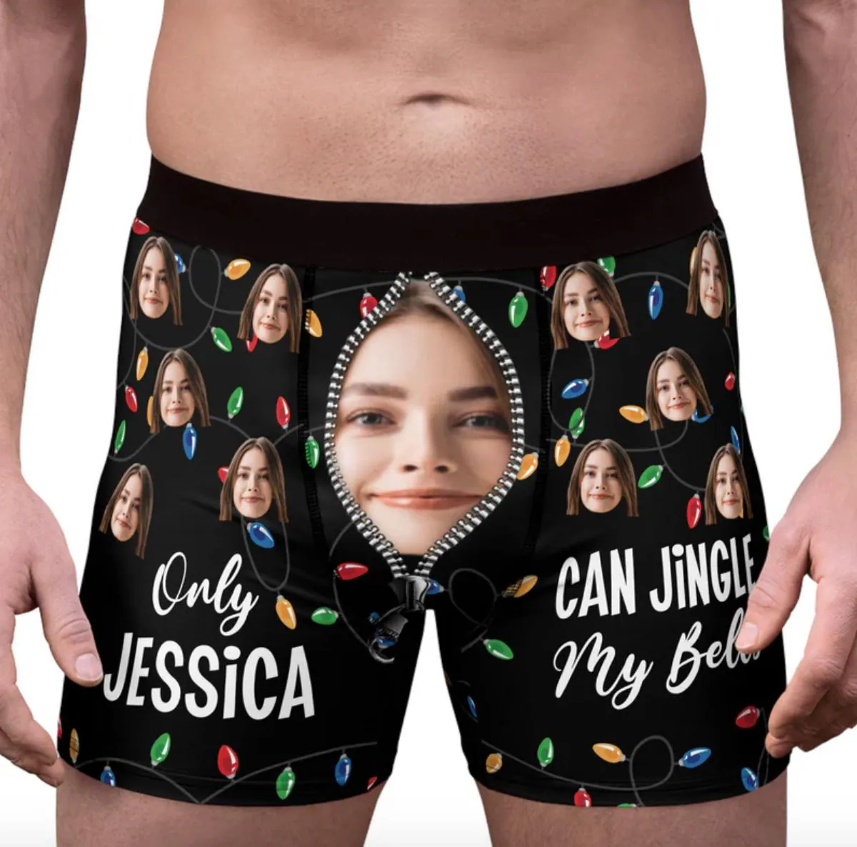 Custom Face Photo Jingle My Bells Christmas Boxer Briefs, Personalized Christmas Gift For Boyfriend, Husband, Anniversary
