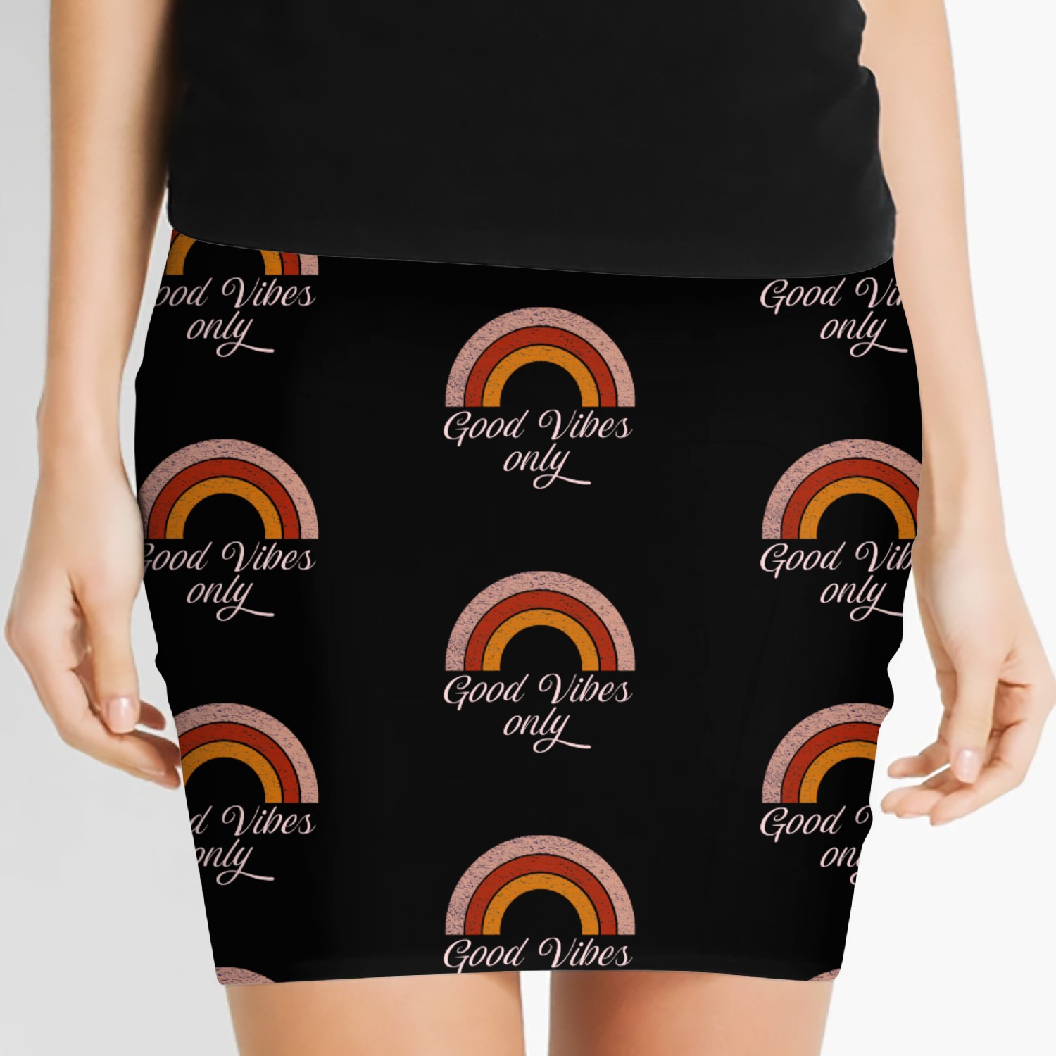 Good V ONLY Orange Rainbow Women's Mini Skirts