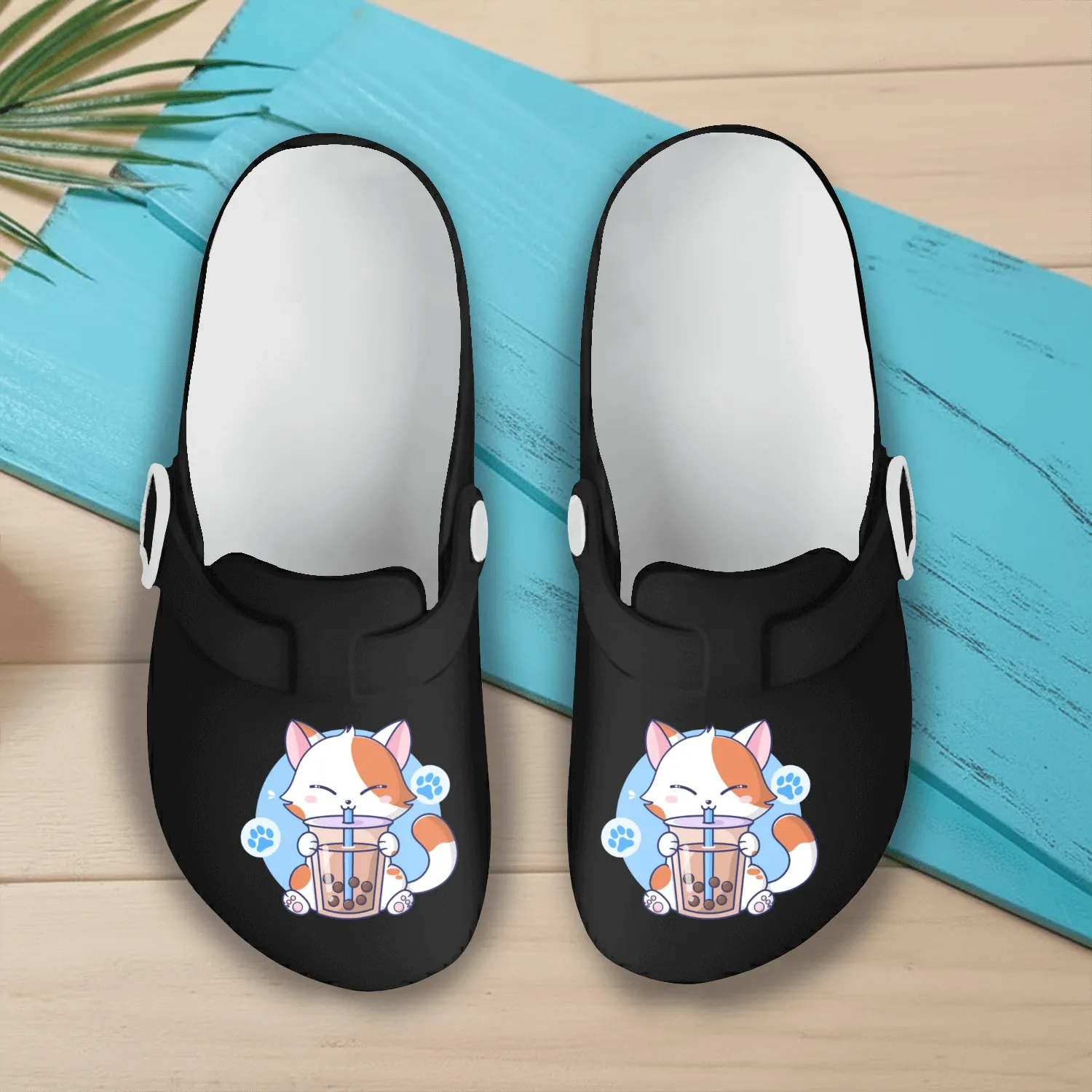 Cat Boba Tea Bubble Tea Kawaii Anime Japanese Neko Slip On Clogs