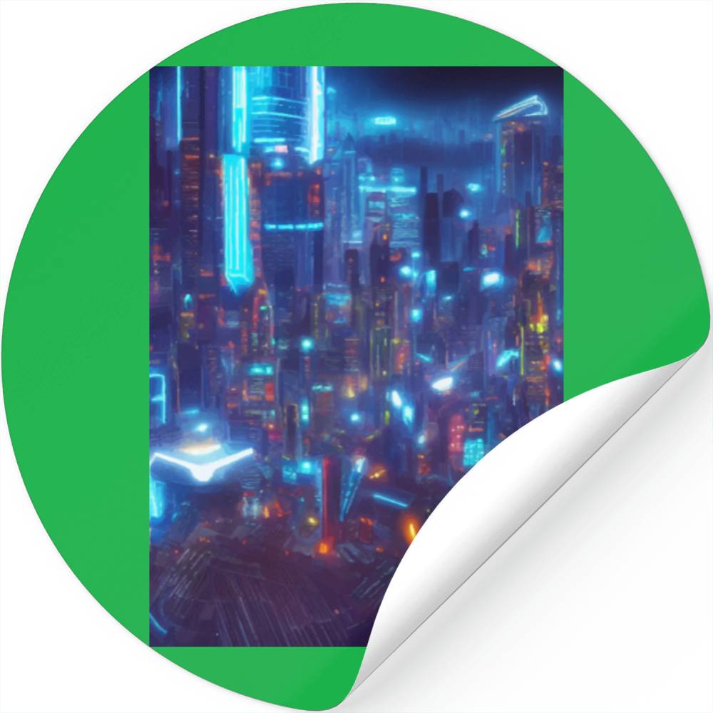 Cool Japanese Techno Cat In Japan Neon City Stickers