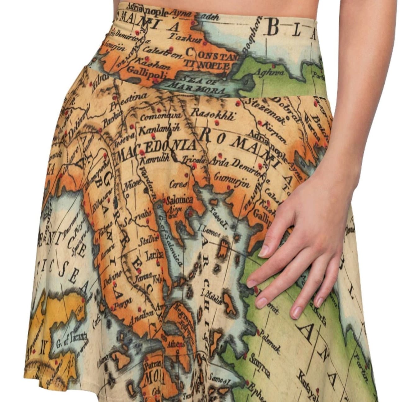 Retro World Map Skater Skirt, Women's Skater Skirt