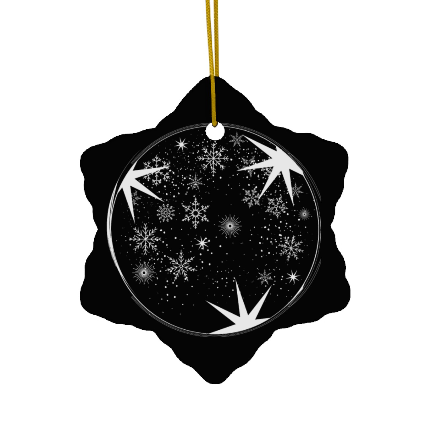 beautiful stars and snow for Christmas Ceramic Ornaments