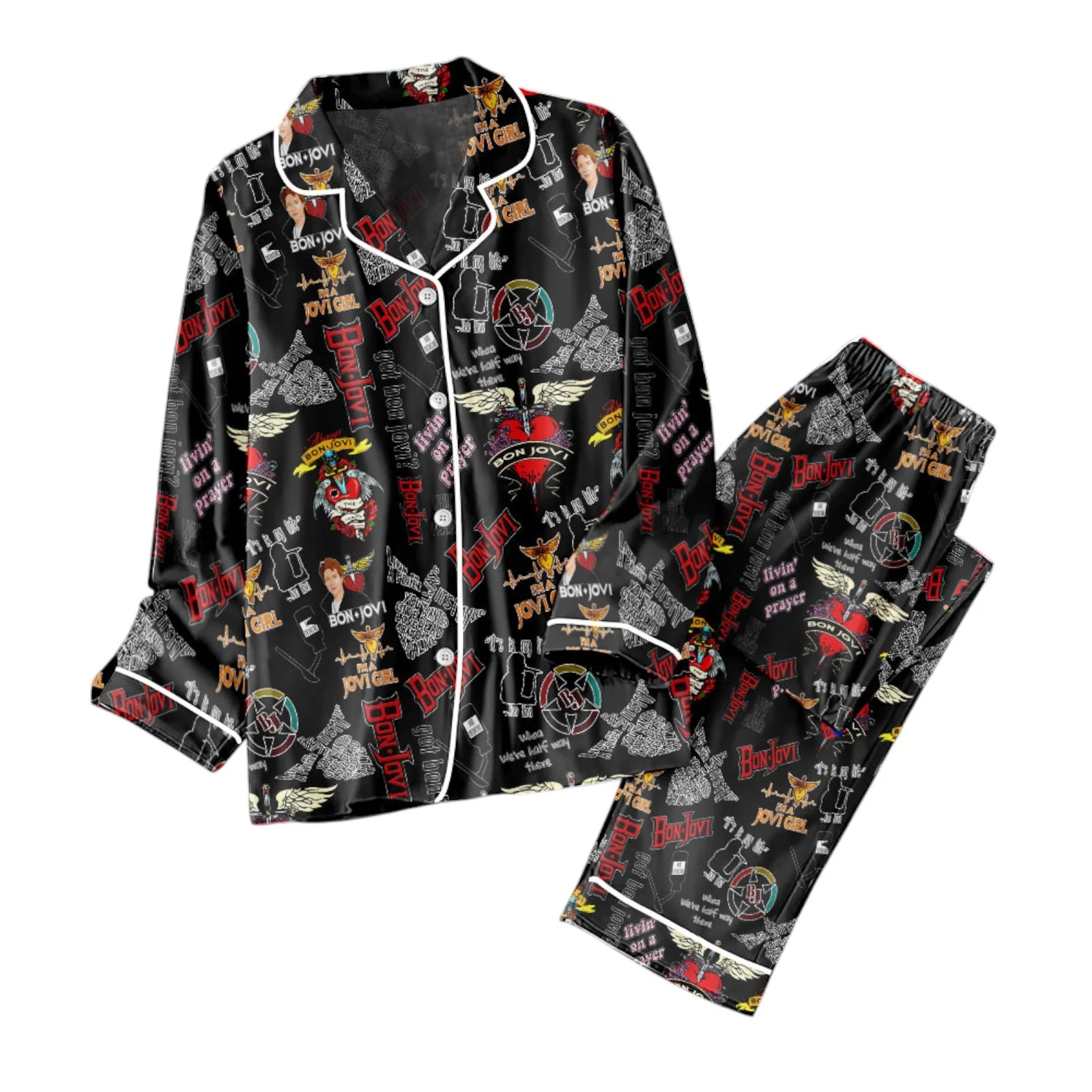 Bon Jovi Button Down Pajamas Set for Adults