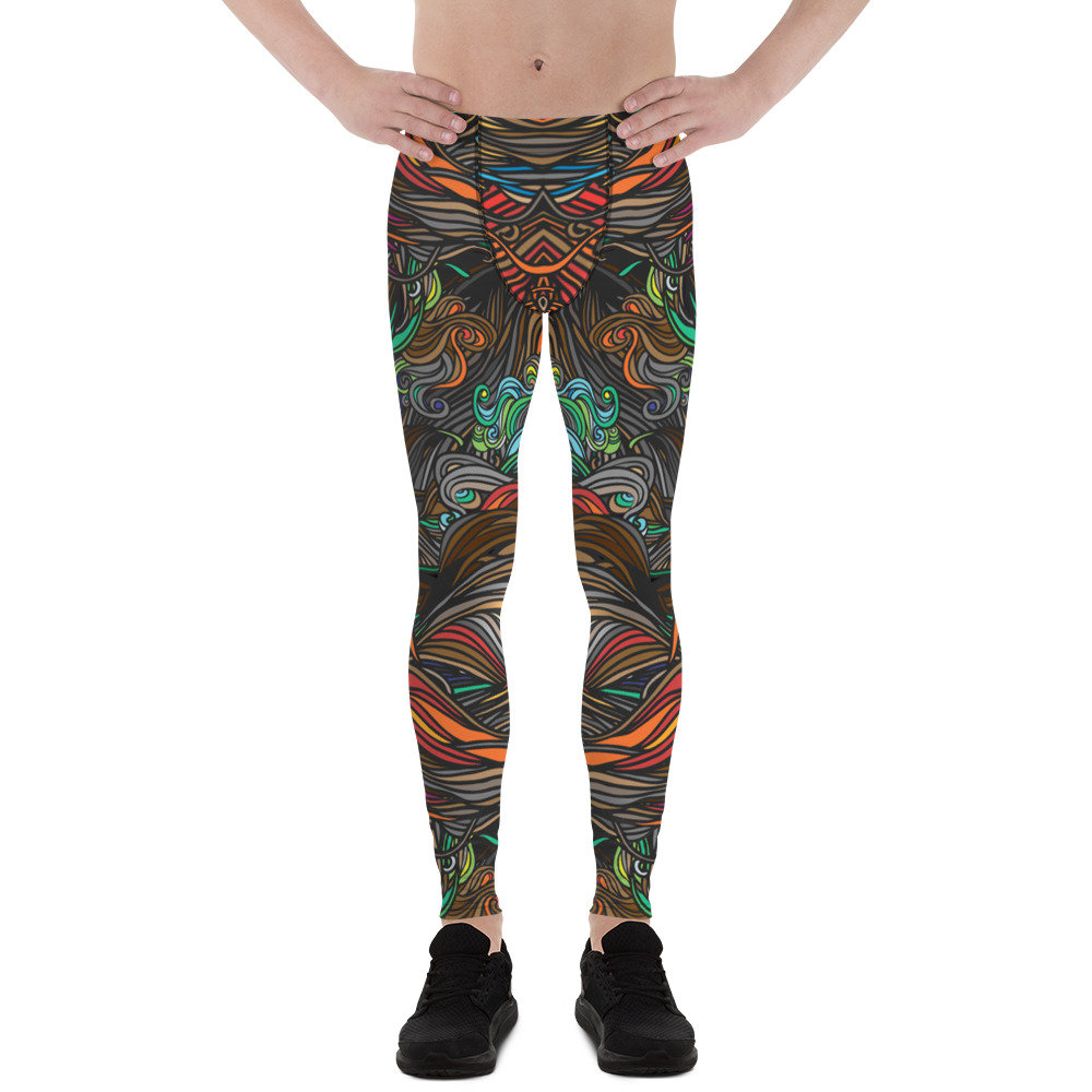 Mens Leggings - Meggings - Colorful Spiral Pattern Print in a Abstract Swirl Style