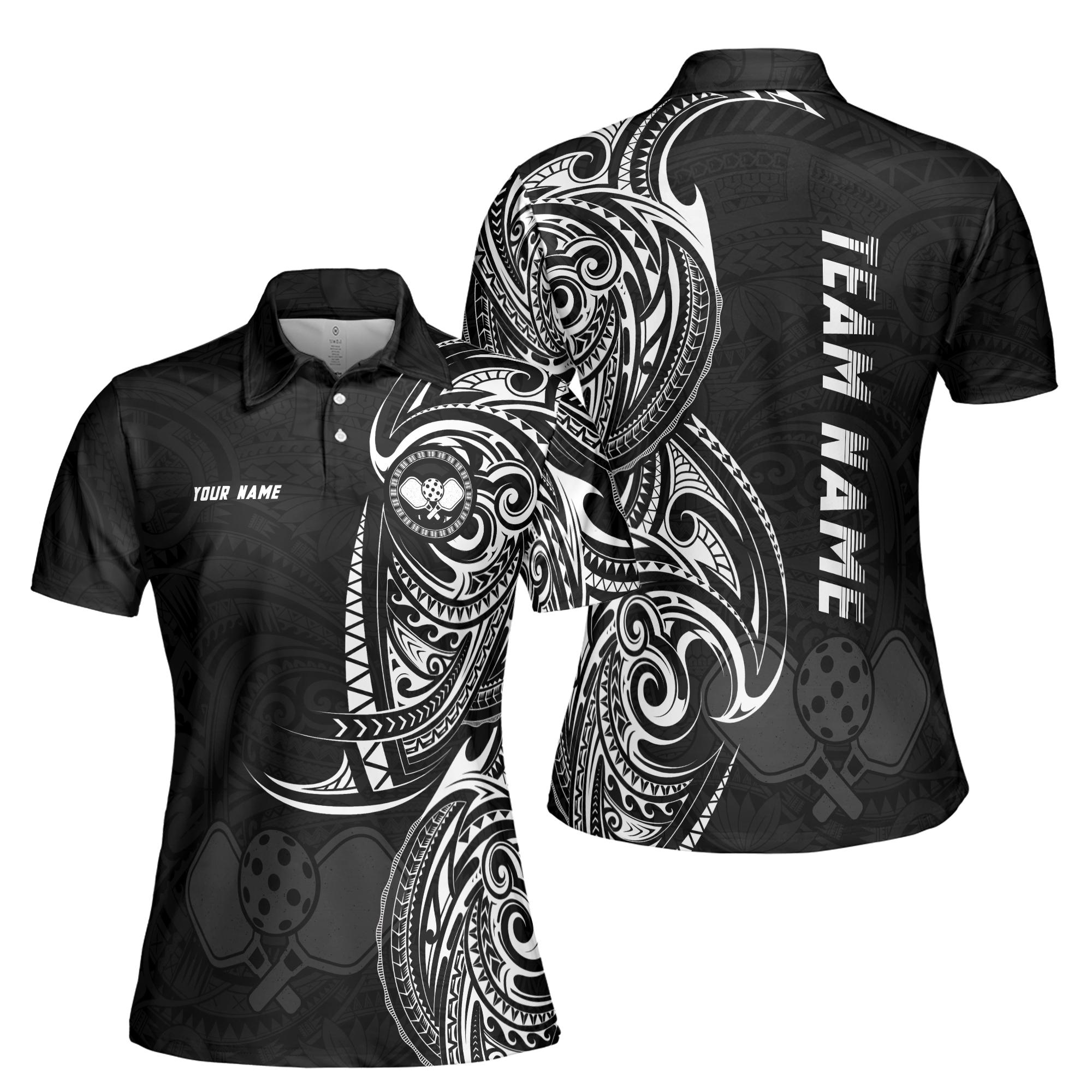 Customized Name Viking Ancient Tribal Pattern Pickleball Women's Polo Shirt