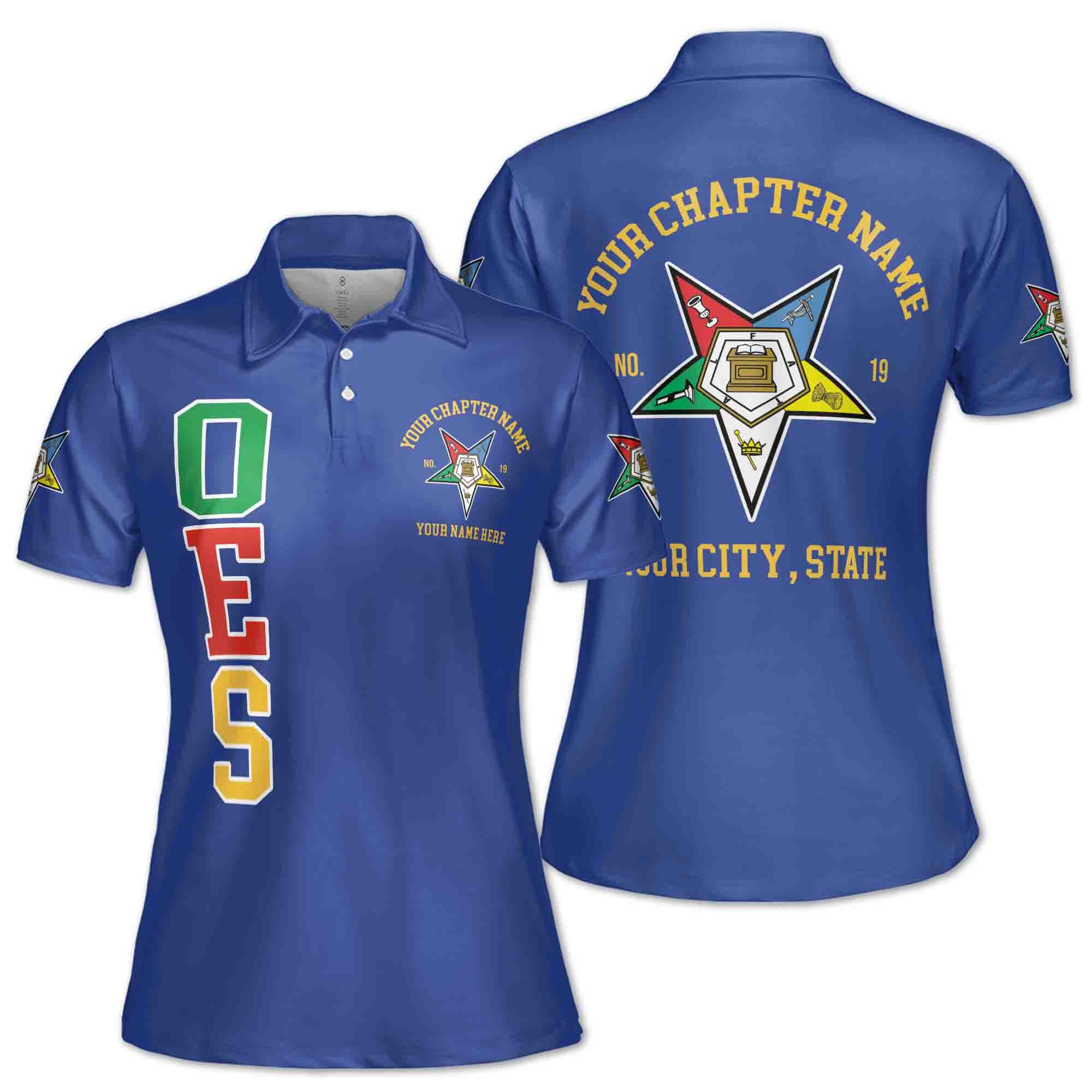 Customize Order of the Eastern Star OES Pentagon Down AF&AM Women's Polo Shirt