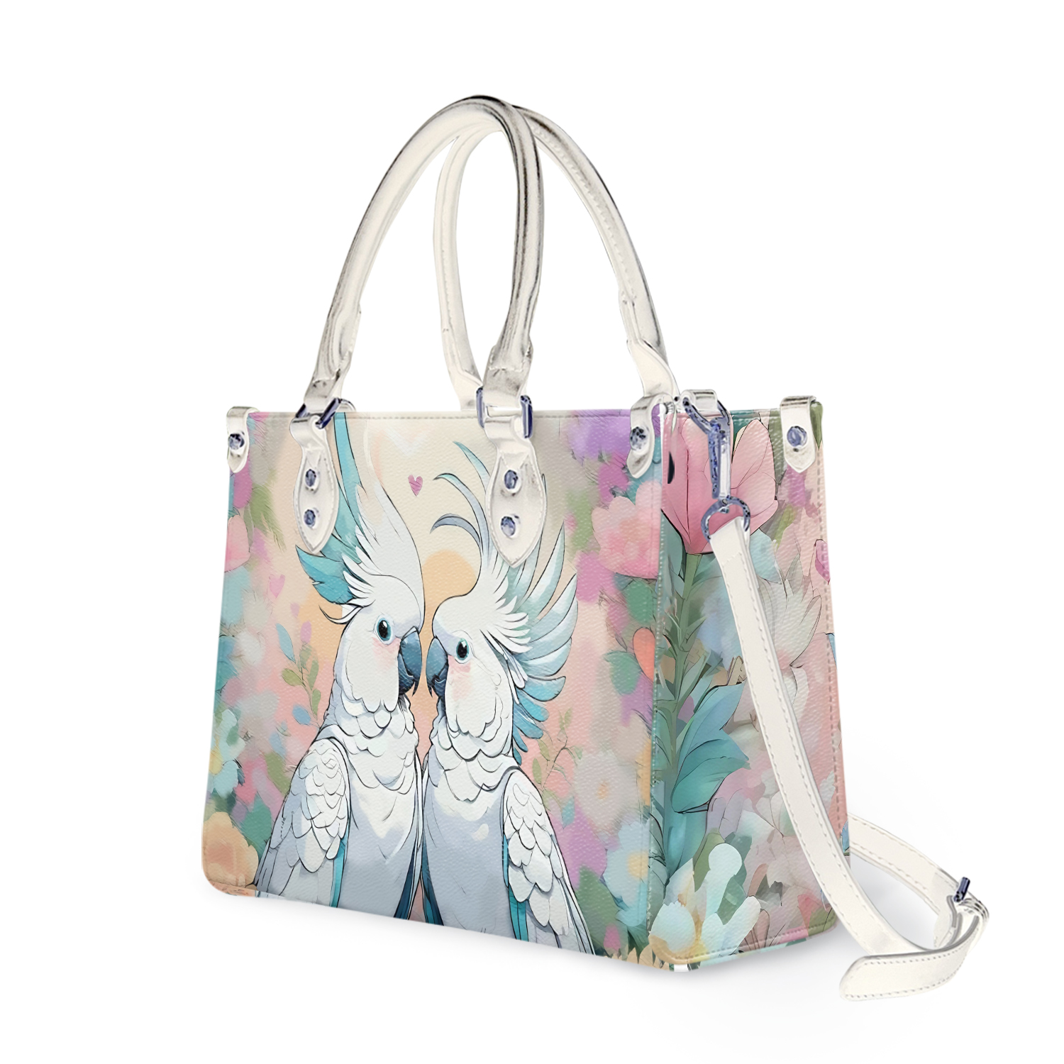 cockatoo Pattern Leather Handbag