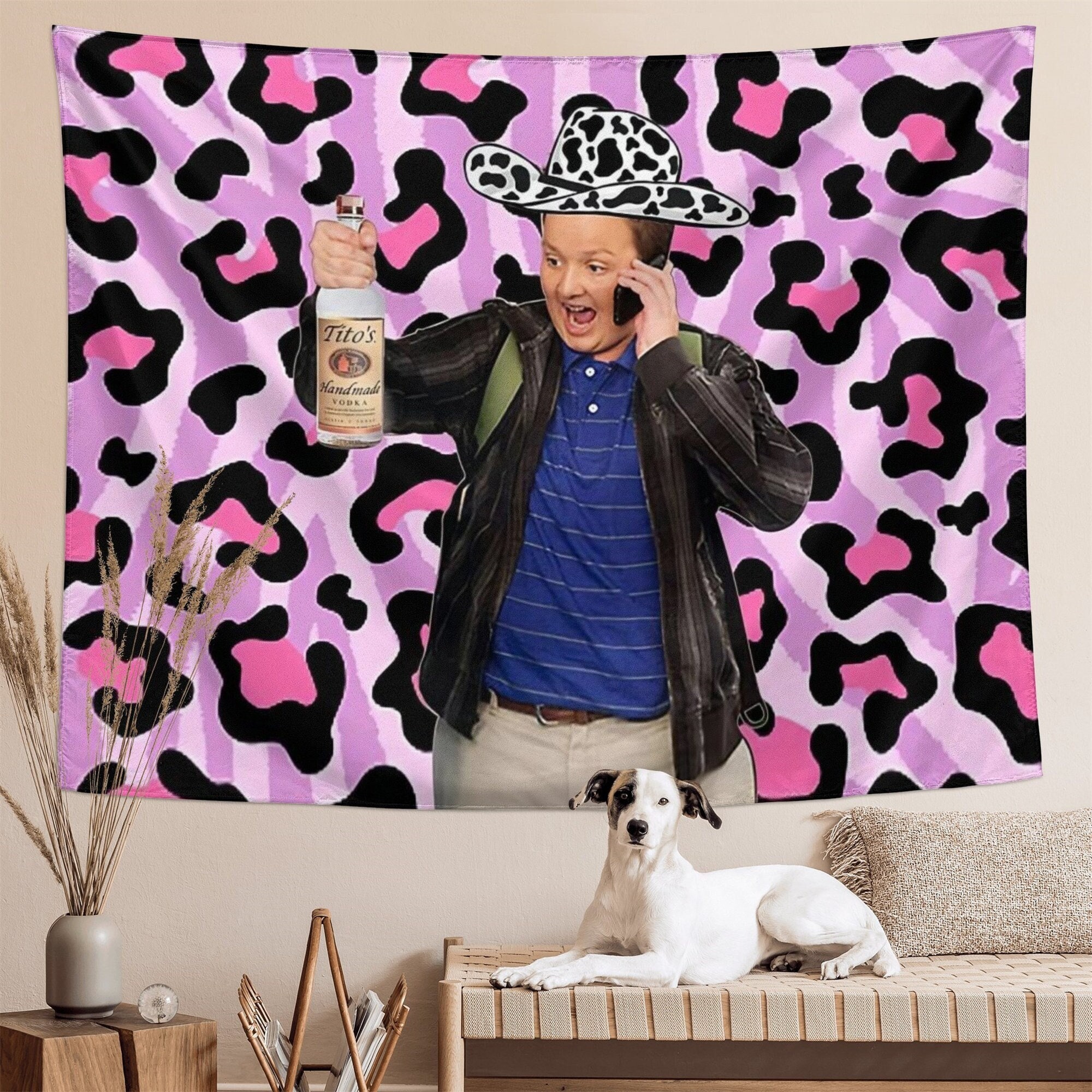 Purple Milk Pattern Gibby Tapestry Funny Meme Tapestry, Wall Hanging Art Wall Hanging