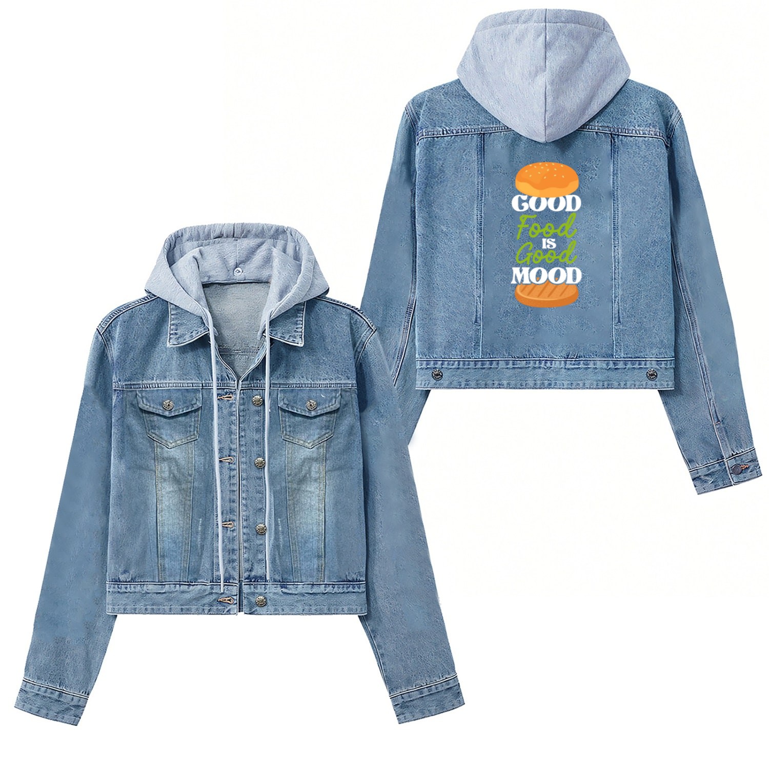 Good Food Is Good Mood, Burger Women's Denim Jackets