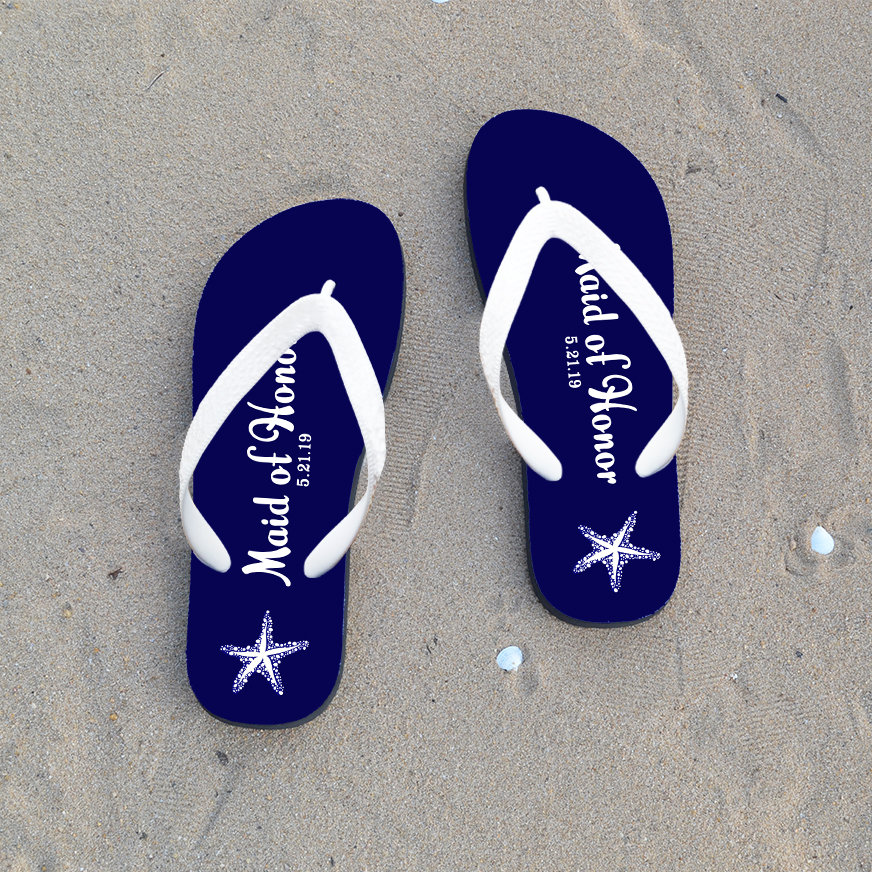 Bridesmaid Flip Flops, Personalized Flip Flops for Bridesmaid or Maid of Honor, Custom flip flop