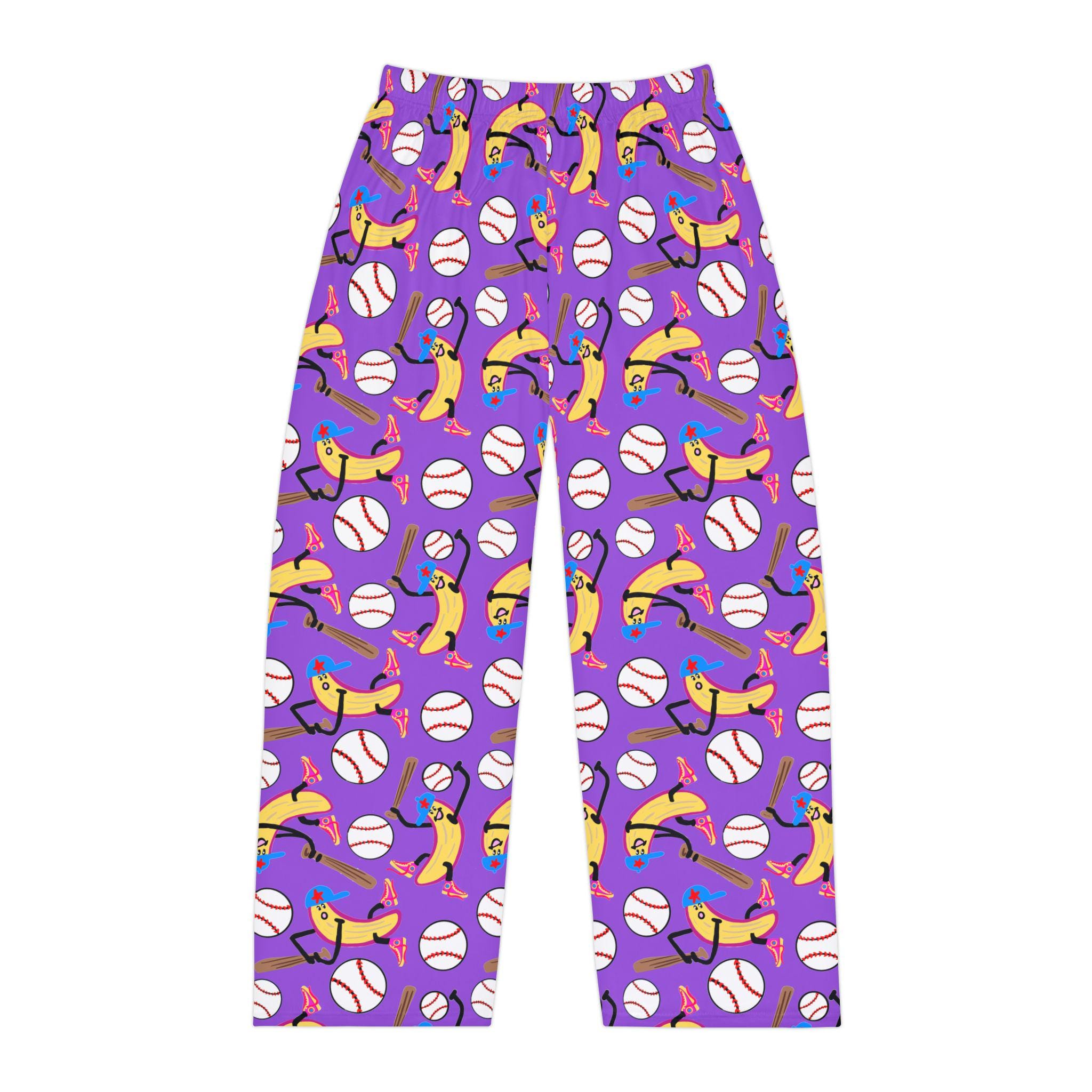Men's Banana Baseball Pajama Pants: Fun Sleep Lounge Bottoms
